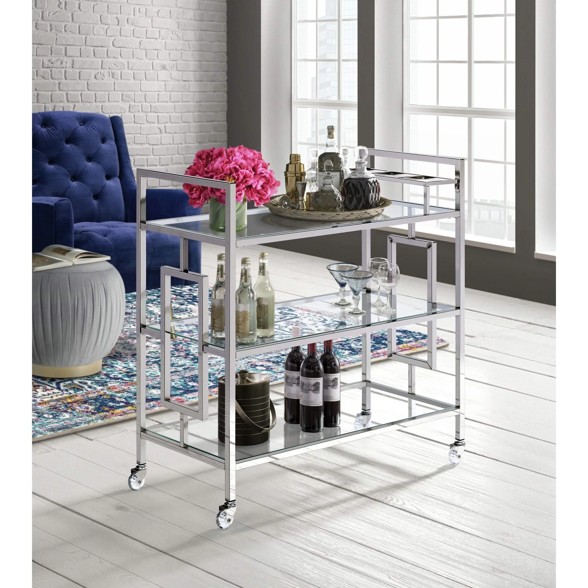 Ezra - Serving Bar Cart - Chrome - Image 3
