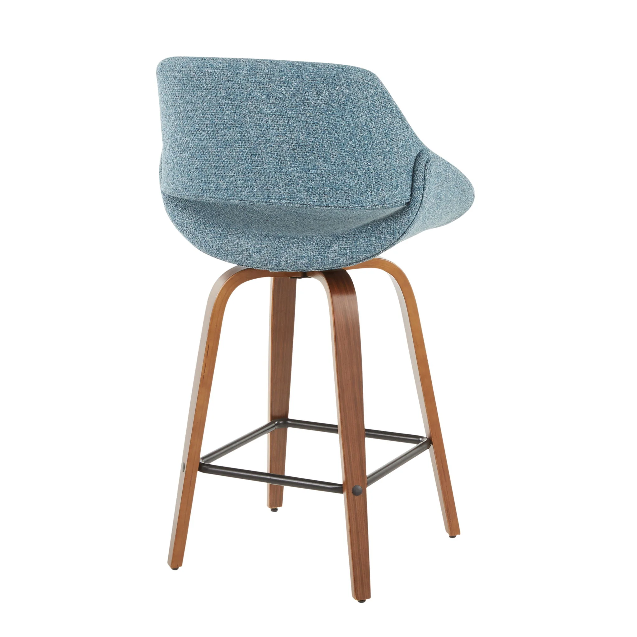 Fabrico - Mid-Century Modern Counter Stool (Set of 2) - Walnut / Blue - Image 3