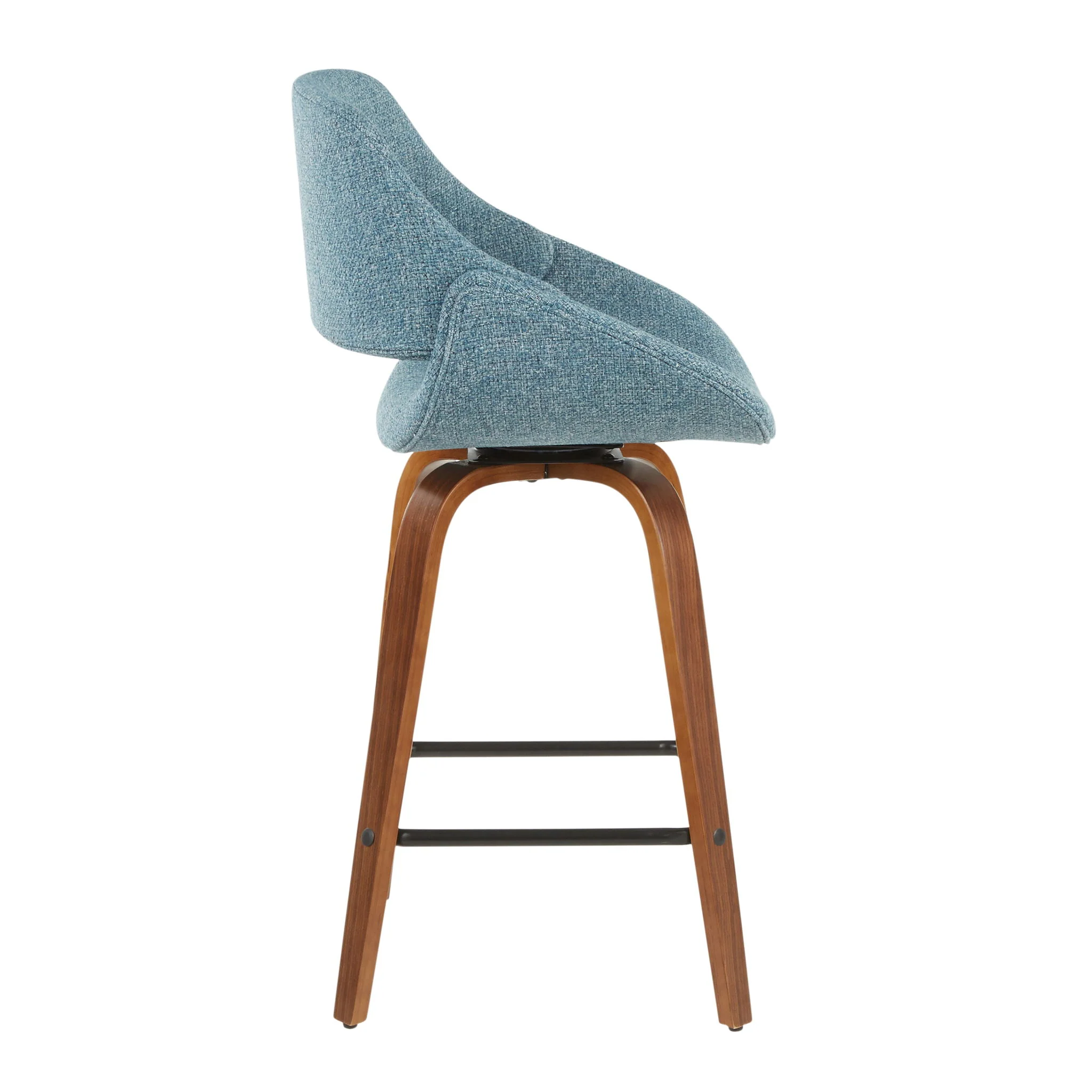 Fabrico - Mid-Century Modern Counter Stool (Set of 2) - Walnut / Blue - Image 4