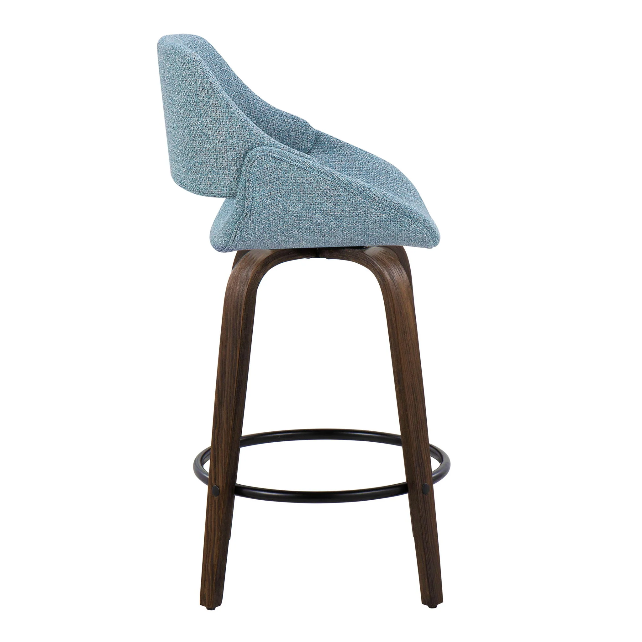 Fabrico - Mid Century Modern Fixed Height Counter Stool & Round Footrest (Set of 2) - Image 3