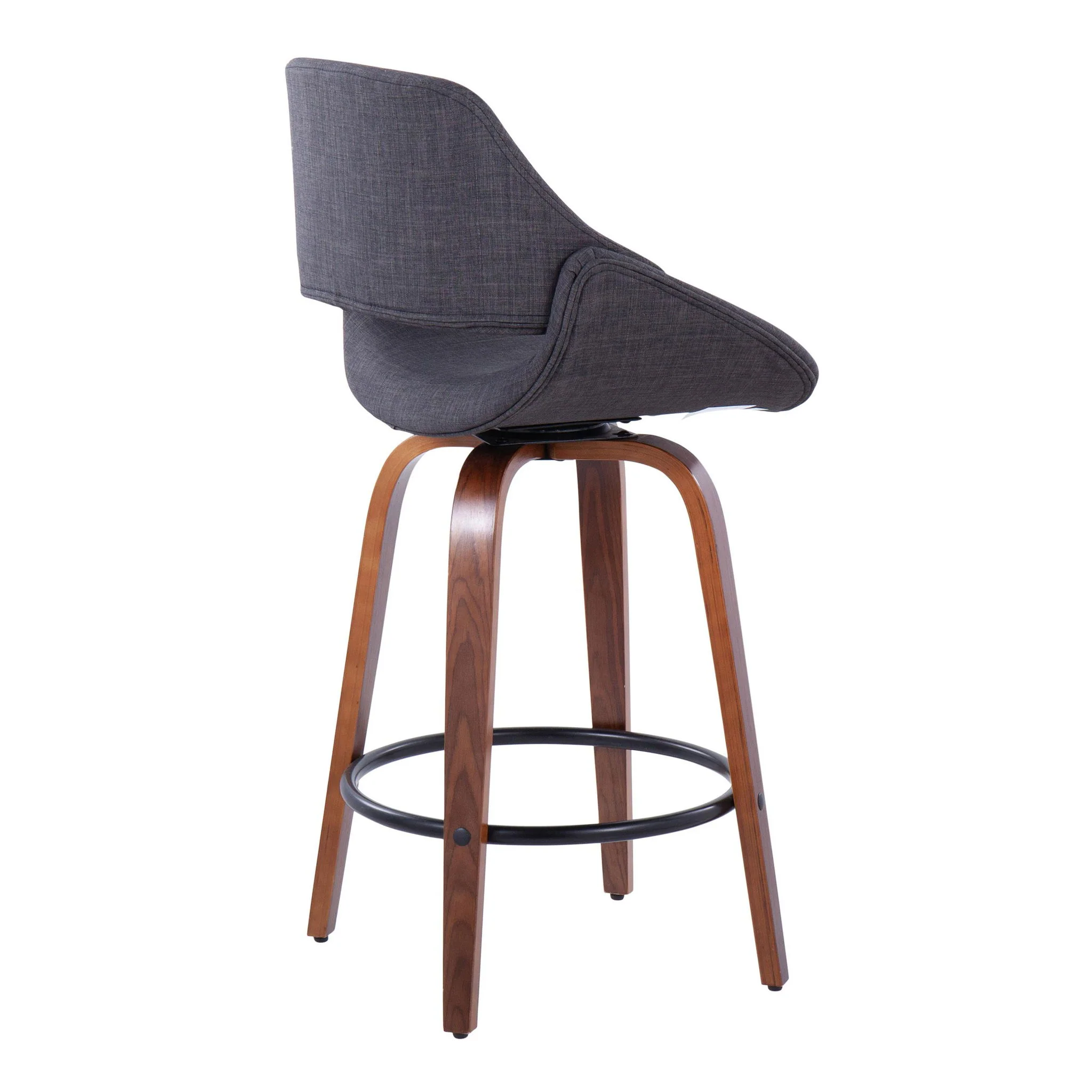 Fabrico - Mid Century Modern Fixed Height Counter Stool & Round Footrest (Set of 2) - Image 4