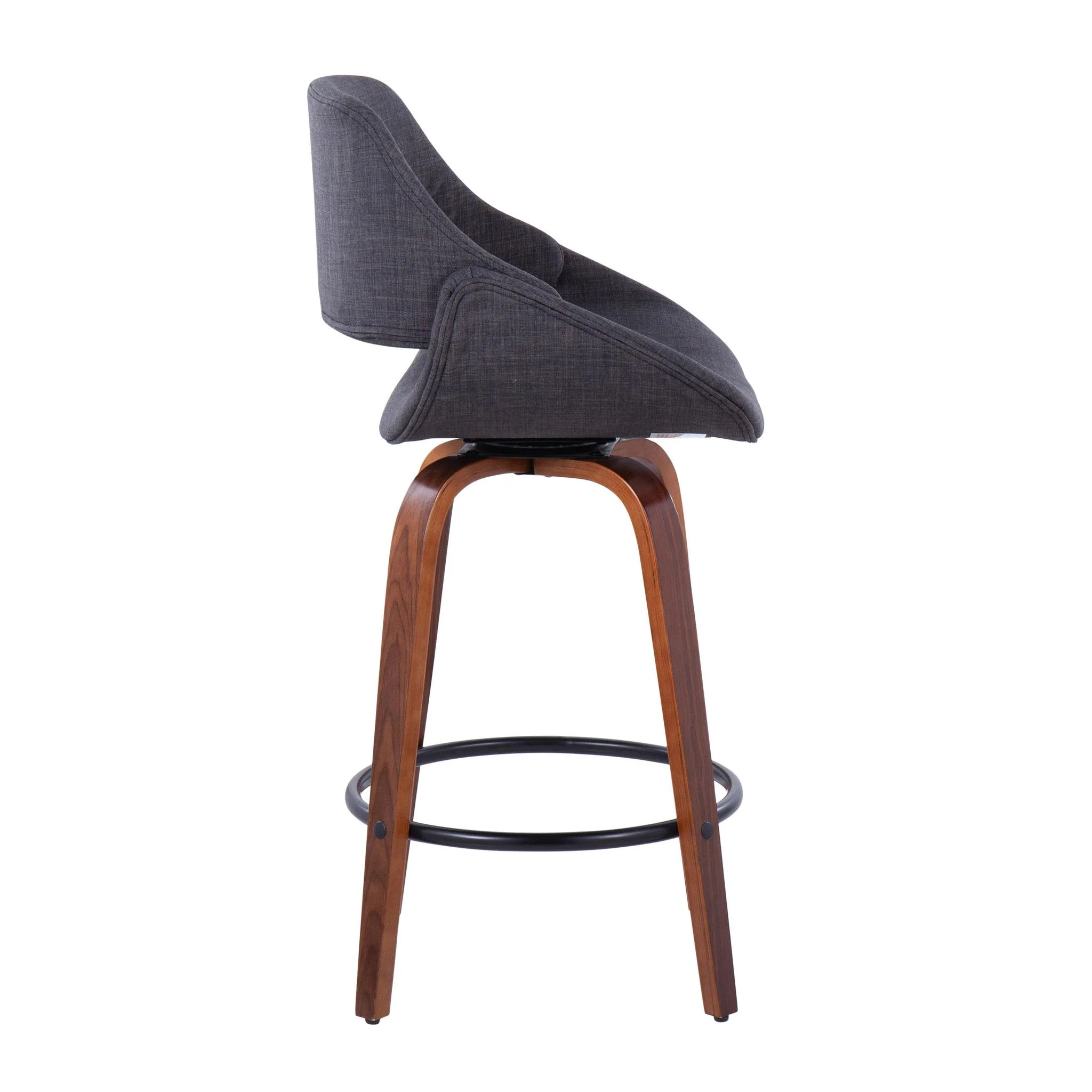 Fabrico - Mid Century Modern Fixed Height Counter Stool & Round Footrest (Set of 2) - Image 7