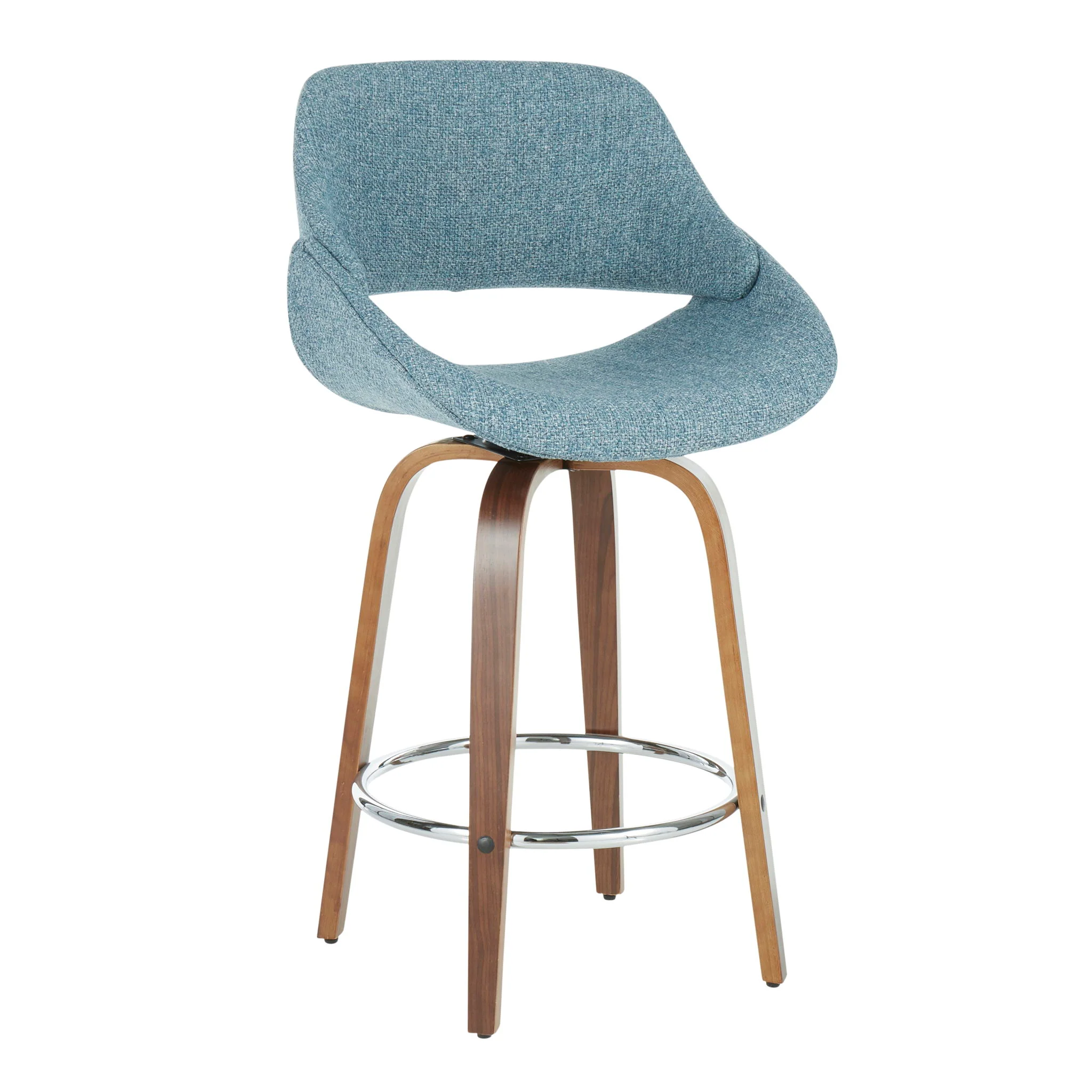 Fabrico - Mid Century Modern, Fixed Height Counter Stool With Round Footrest (Set of 2) - Image 11