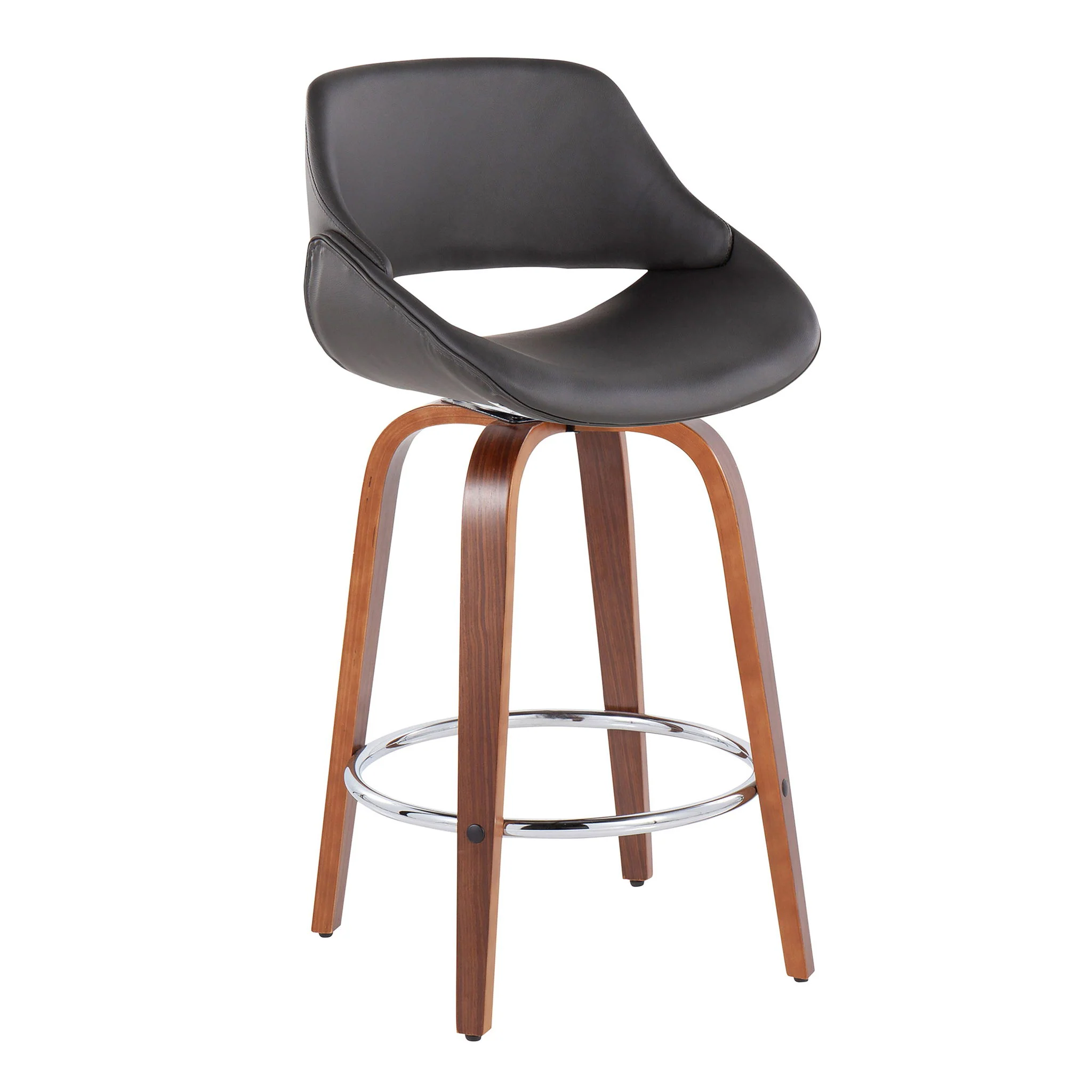 Fabrico - Mid Century Modern, Fixed Height Counter Stool With Round Footrest (Set of 2) - Image 15