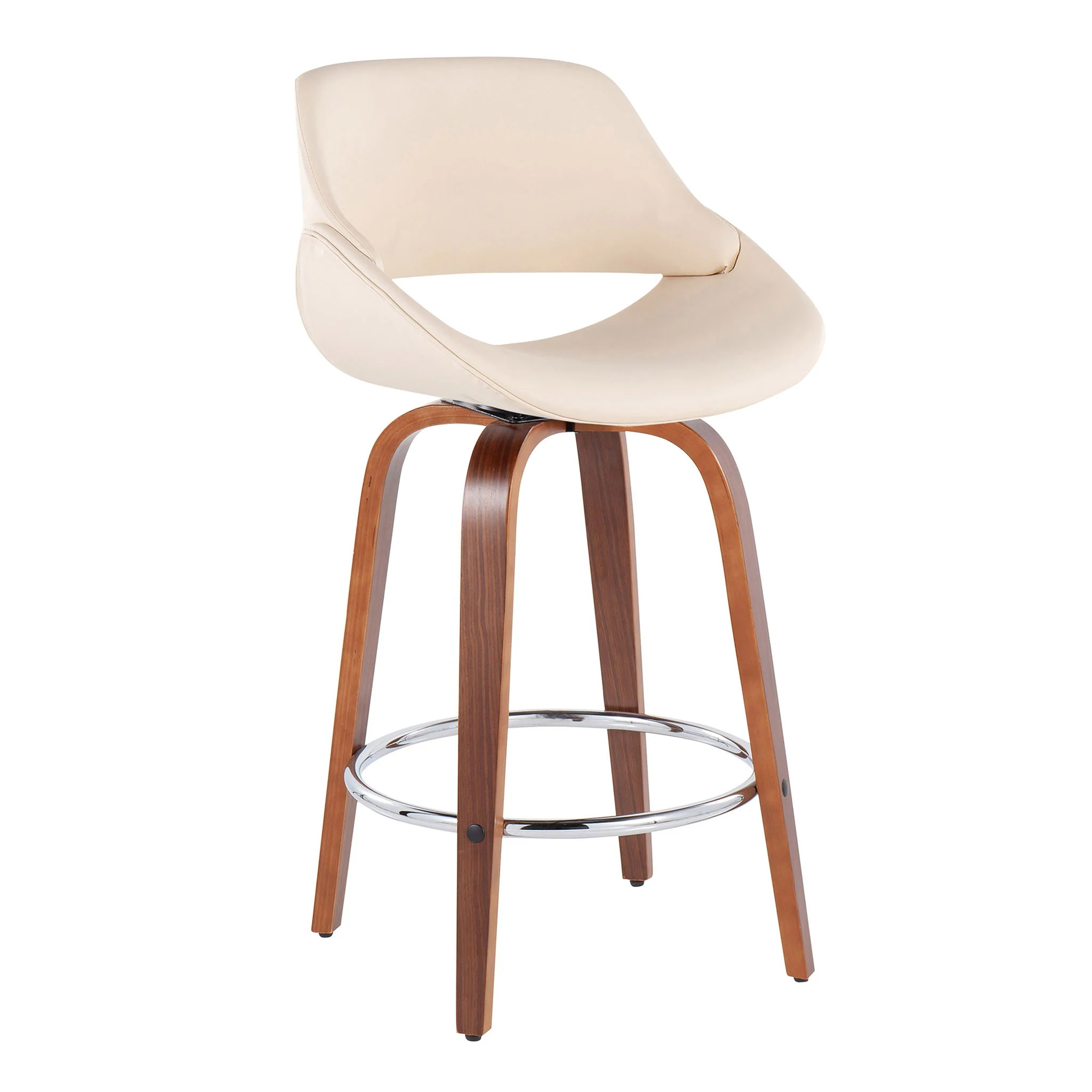 Fabrico - Mid Century Modern, Fixed Height Counter Stool With Round Footrest (Set of 2) - Image 18