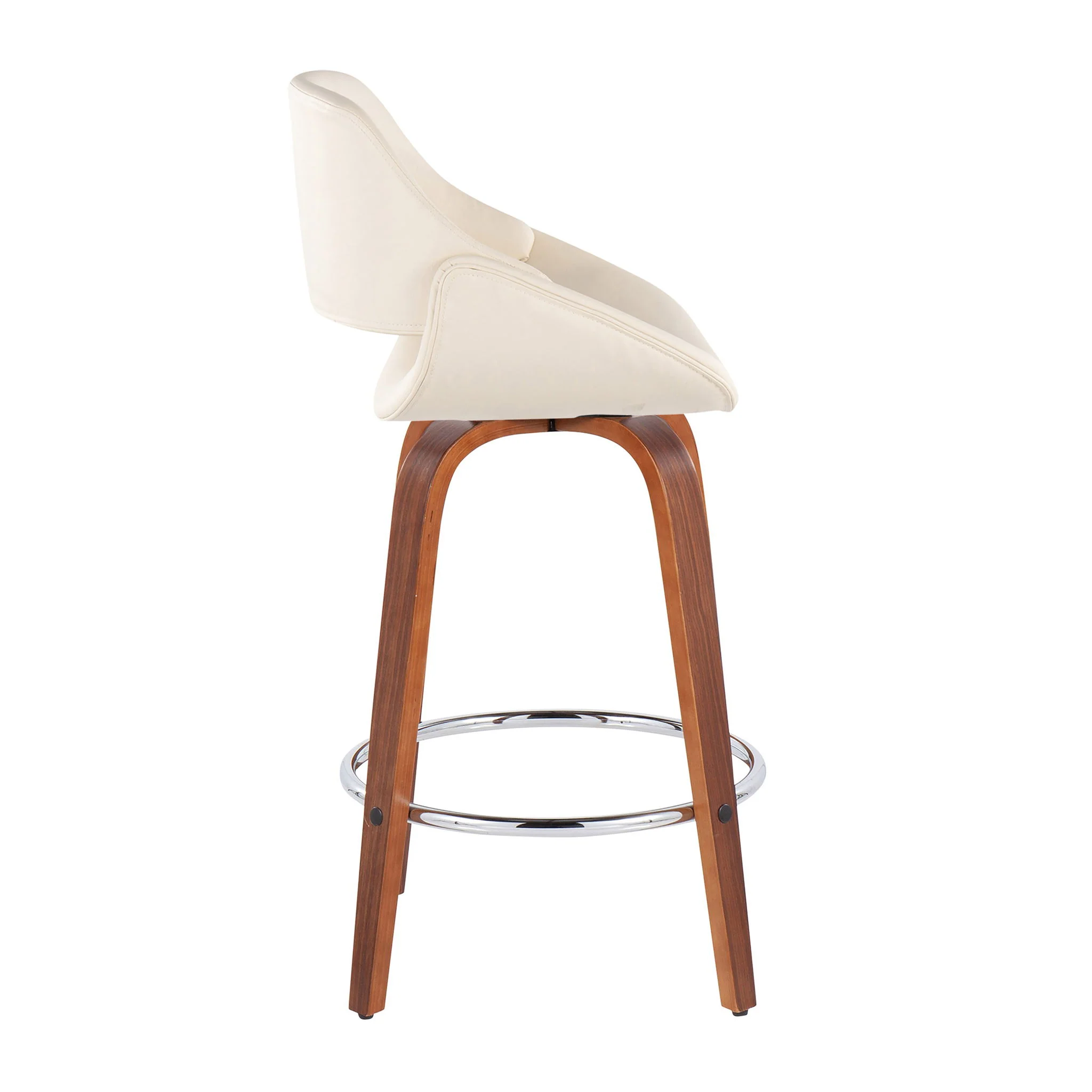Fabrico - Mid Century Modern, Fixed Height Counter Stool With Round Footrest (Set of 2) - Image 6