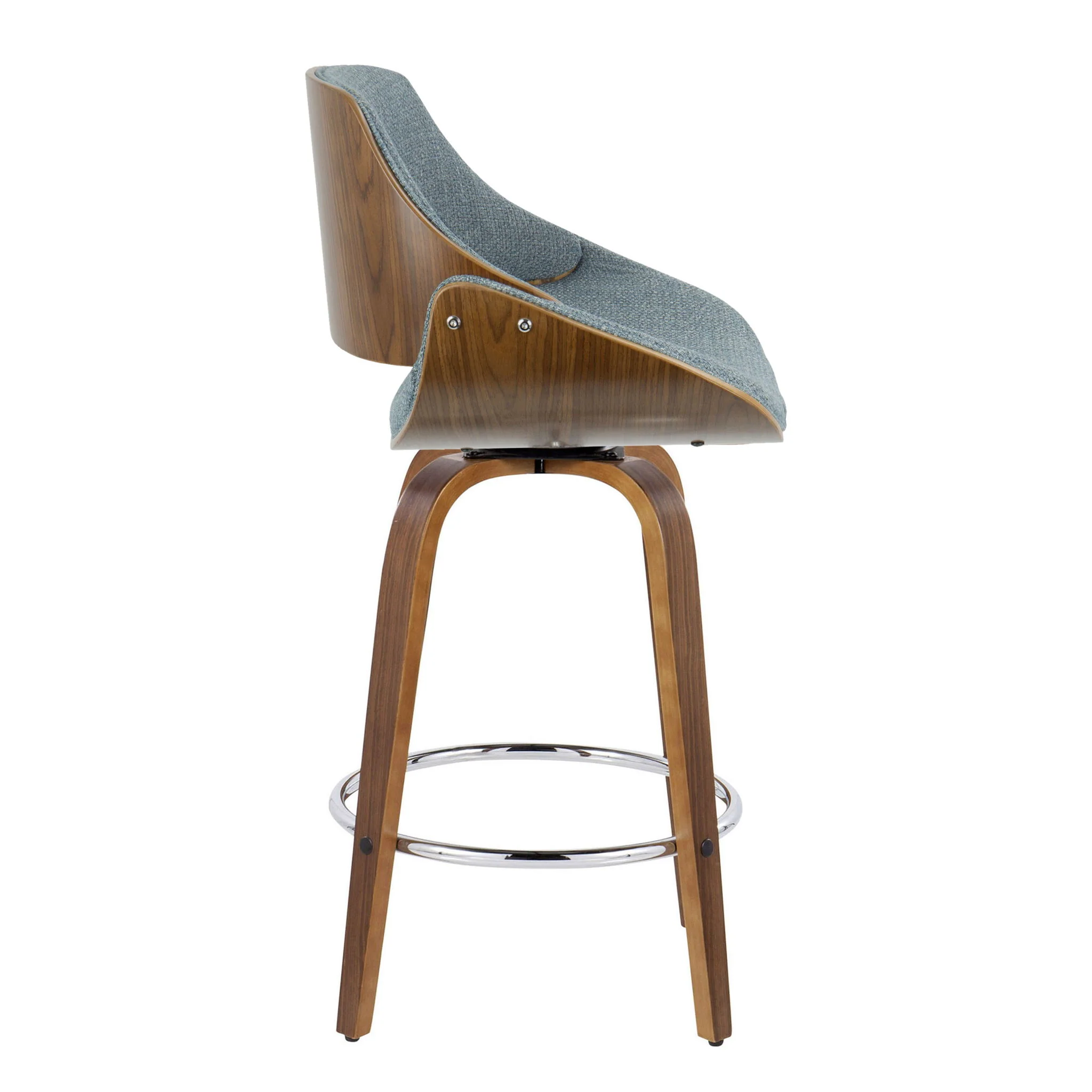 Fabrizzi - Mid Century Modern Fixed Height Counter Stool With Swivel With Round Footrest (Set of 2) - Image 3
