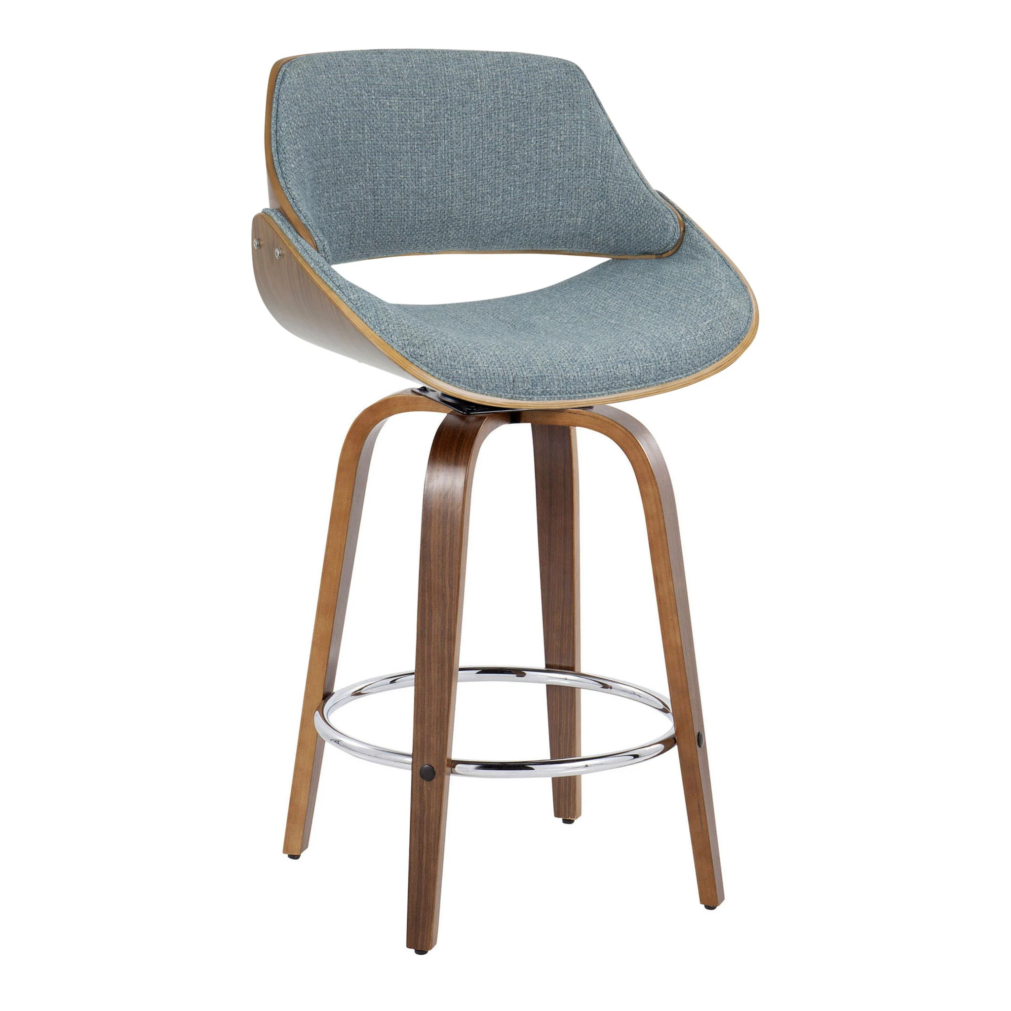 Fabrizzi - Mid Century Modern Fixed Height Counter Stool With Swivel With Round Footrest (Set of 2) - Image 4