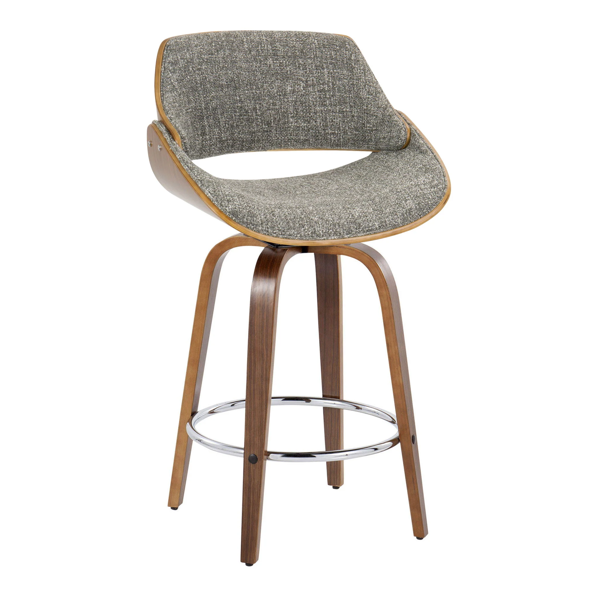 Fabrizzi - Mid Century Modern Fixed Height Counter Stool With Swivel With Round Footrest (Set of 2) - Image 7