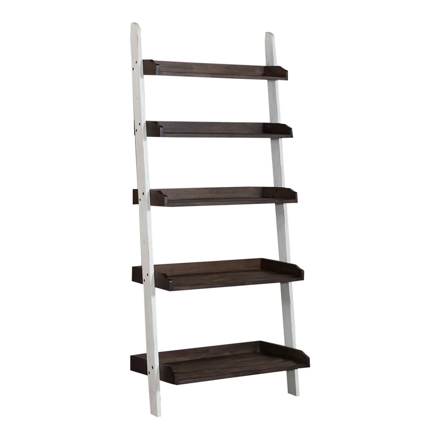 Farmhouse - Leaning Bookcase - Two Tone White / Wood Tone - Image 3
