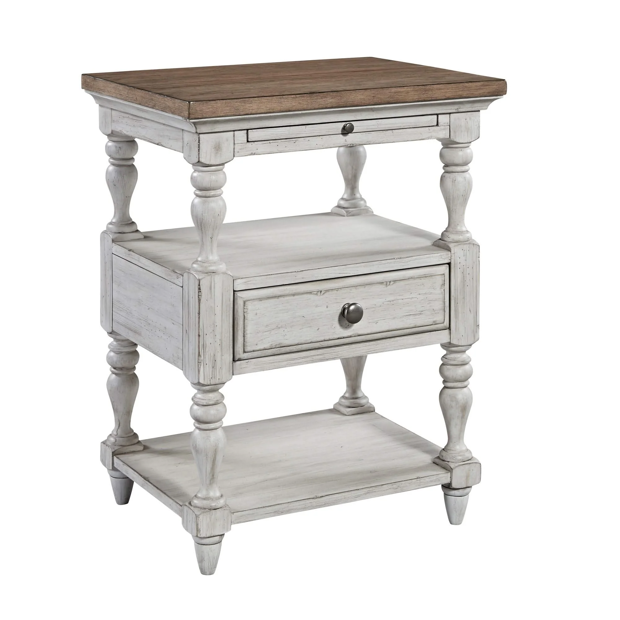 Farmhouse Reimagined - 1 Drawer Nightstand - Antique White / Chestnut Tops - Image 3