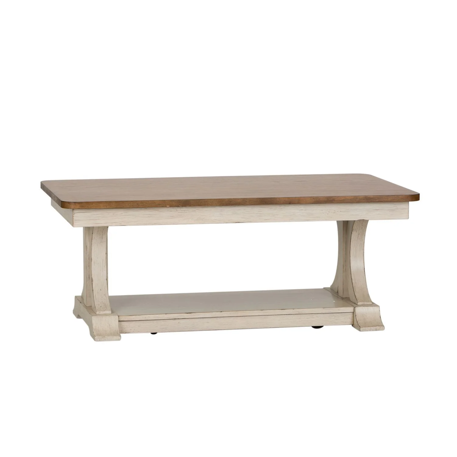 Farmhouse Reimagined - 3 Piece Table Set (1 Cocktail 2 End Tables) - Antique White / Chestnut Tops - Image 4