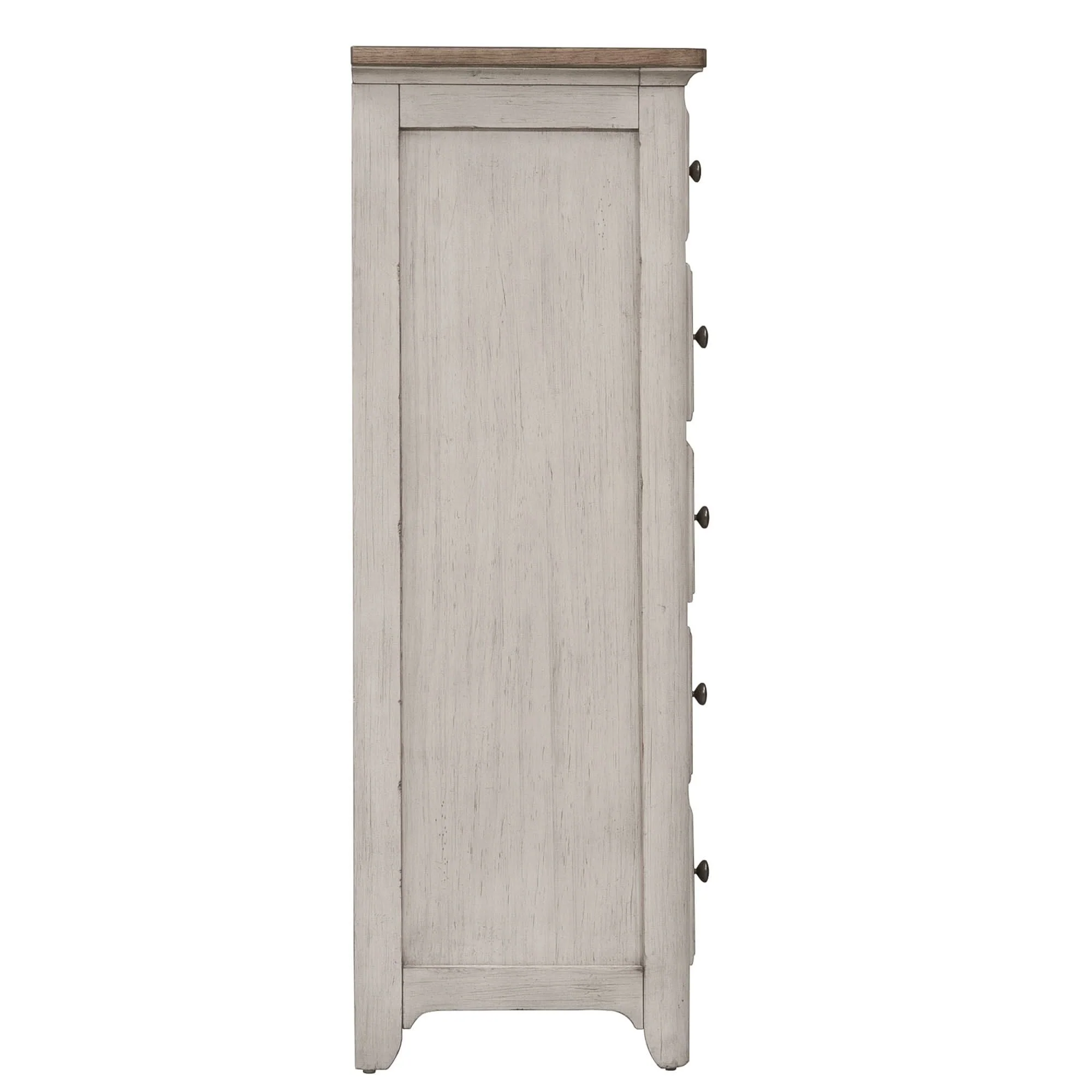 Farmhouse Reimagined - 5 Drawer Chest - Antique White / Chestnut Tops - Image 3
