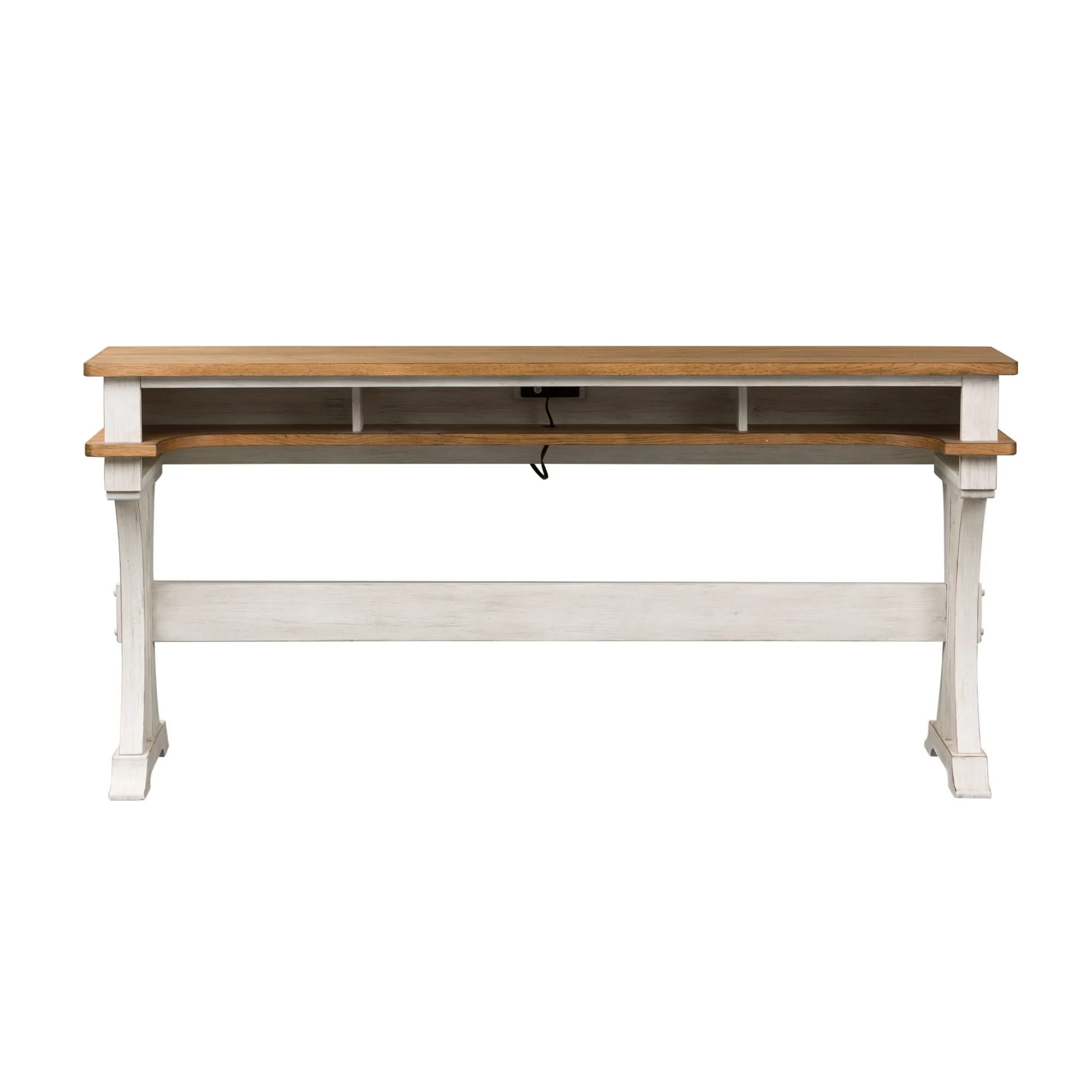 Farmhouse Reimagined - Console Bar Table - Antique White / Chestnut Tops - Image 4