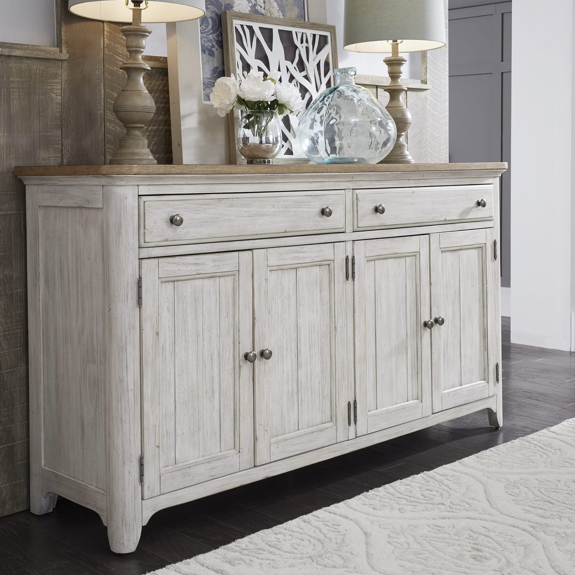 Farmhouse Reimagined - Server - Antique White / Chestnut Tops - Image 3