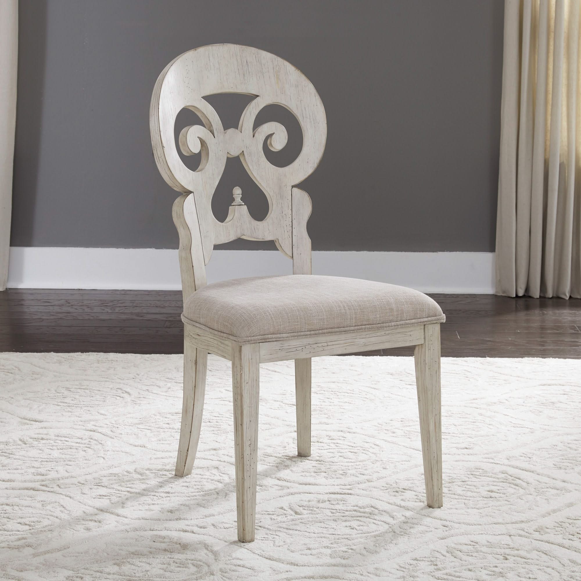 Farmhouse Reimagined - Splat Back Side Chair - Antique White / Chestnut Tops - Image 4