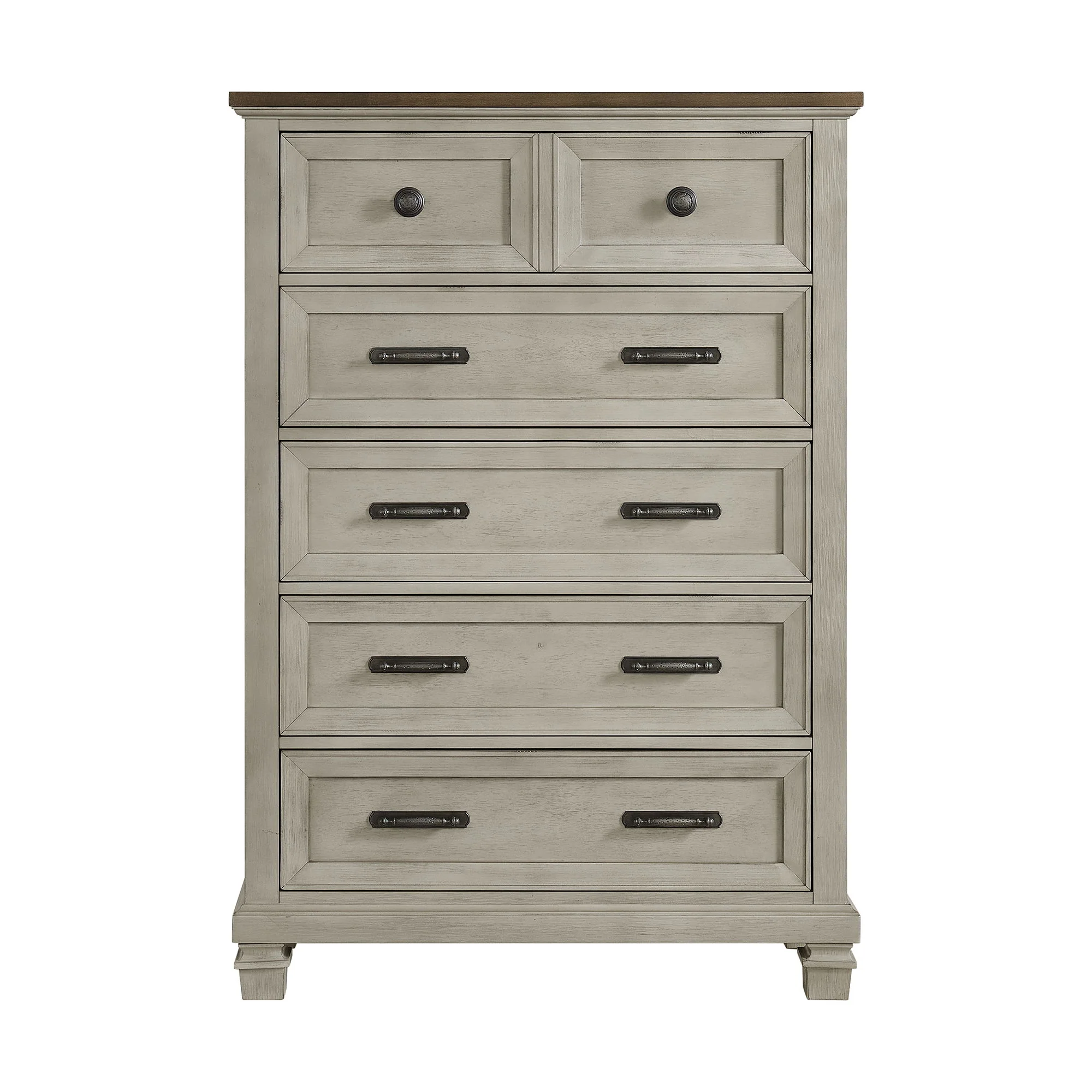Farmington - 5 Drawer Chest - Medium Brown / Washed Stone - Image 2