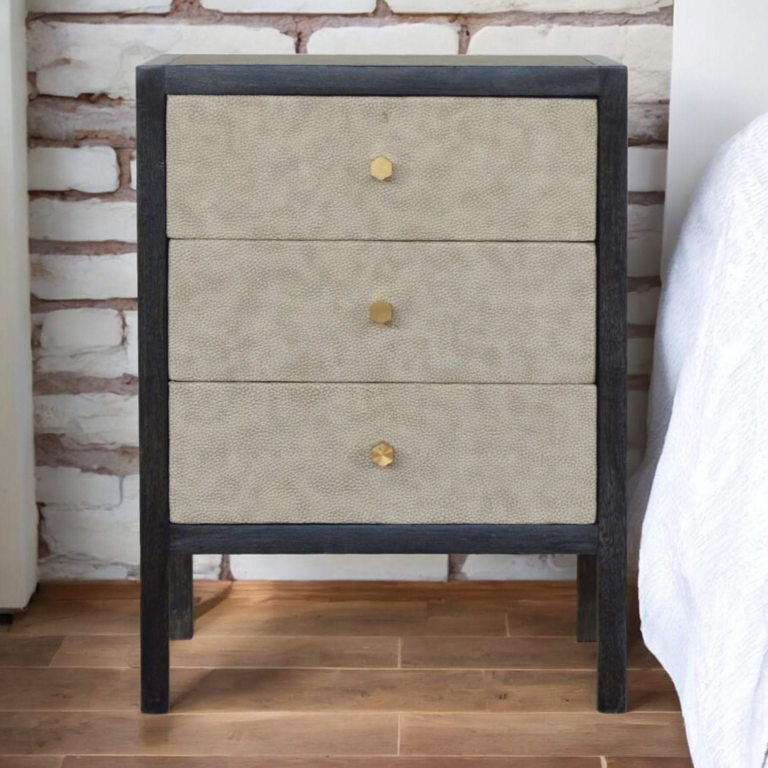 Nightstand, 3 Drawer - Black - Image 2