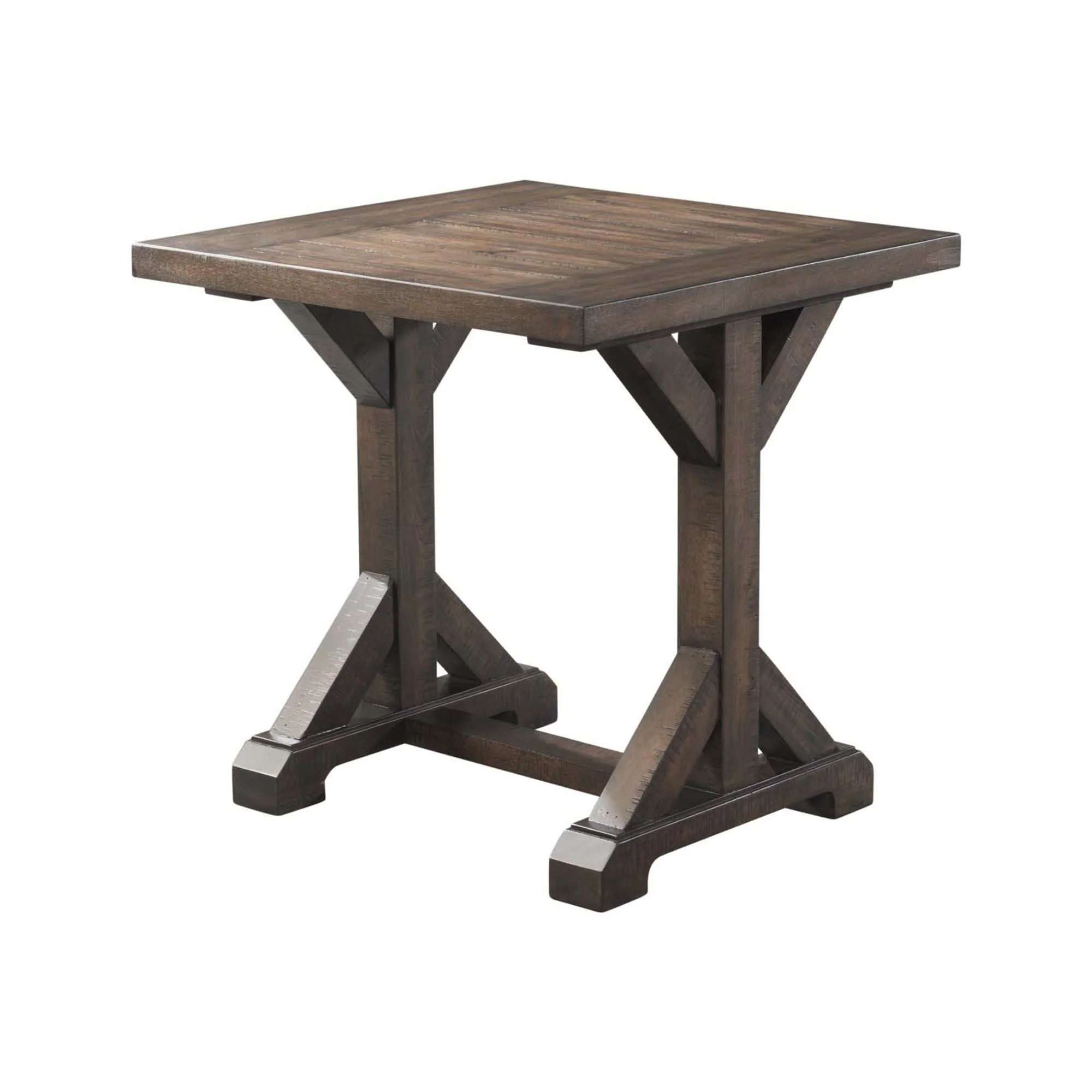 Finn - 3 Piece Accent Trestle Table Set (Coffee Table & Two End Tables) - Dark Walnut - Image 4