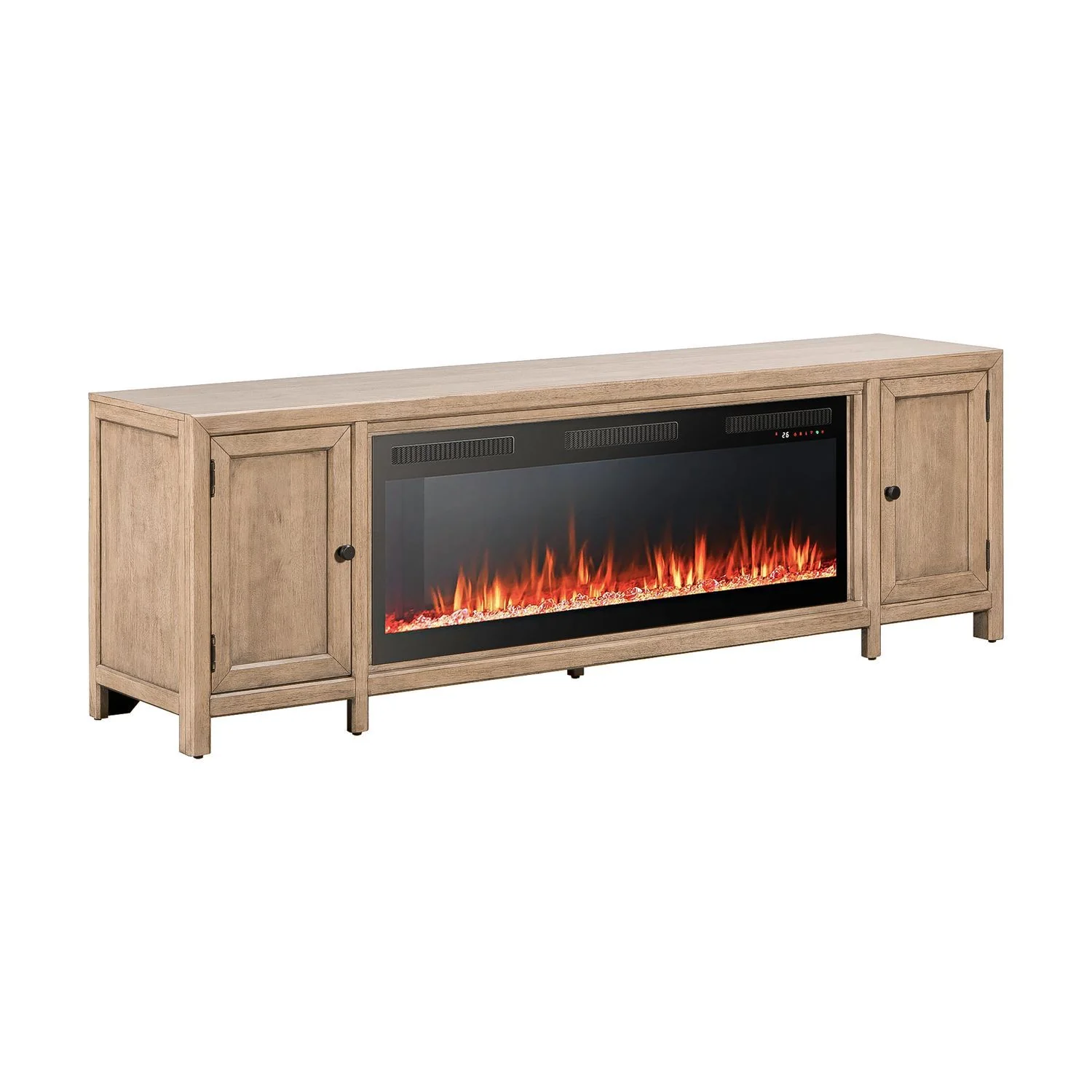 Fireplace TV Console - 82" Console With Fire FTS - Light Brown - Image 2