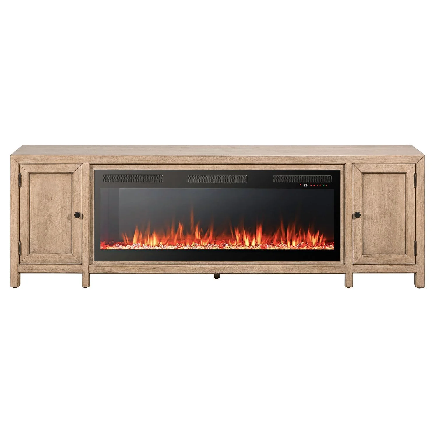 Fireplace TV Console - 82" Console With Fire FTS - Light Brown - Image 4
