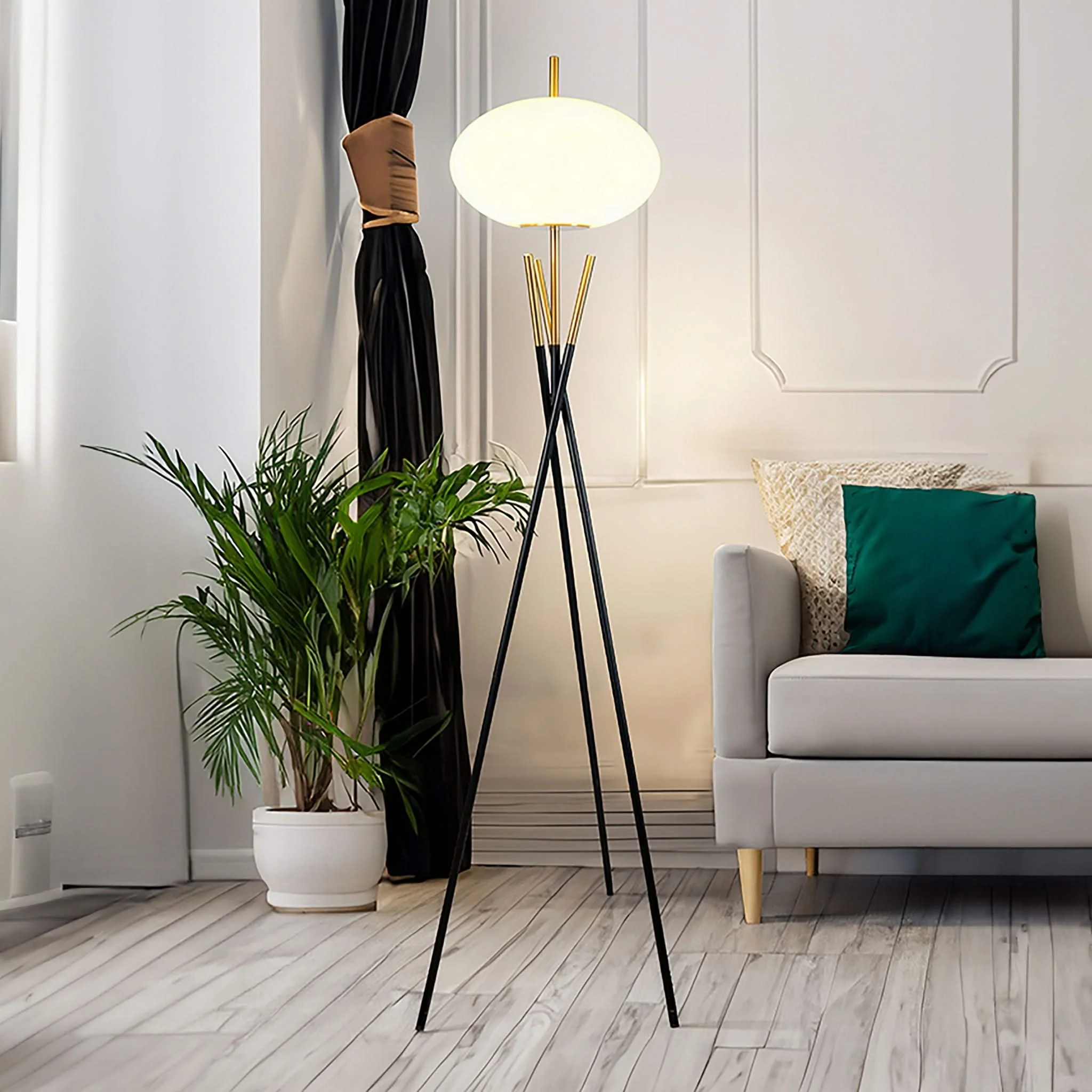 Floor Lamp - Black / Gold - Image 2
