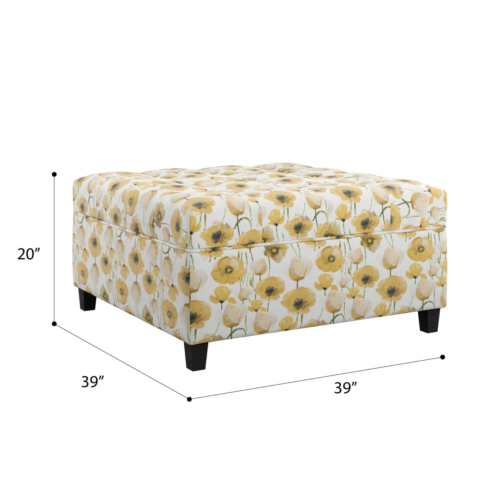 Floral Storage Ottoman With Traditional Design - Gold - Image 2