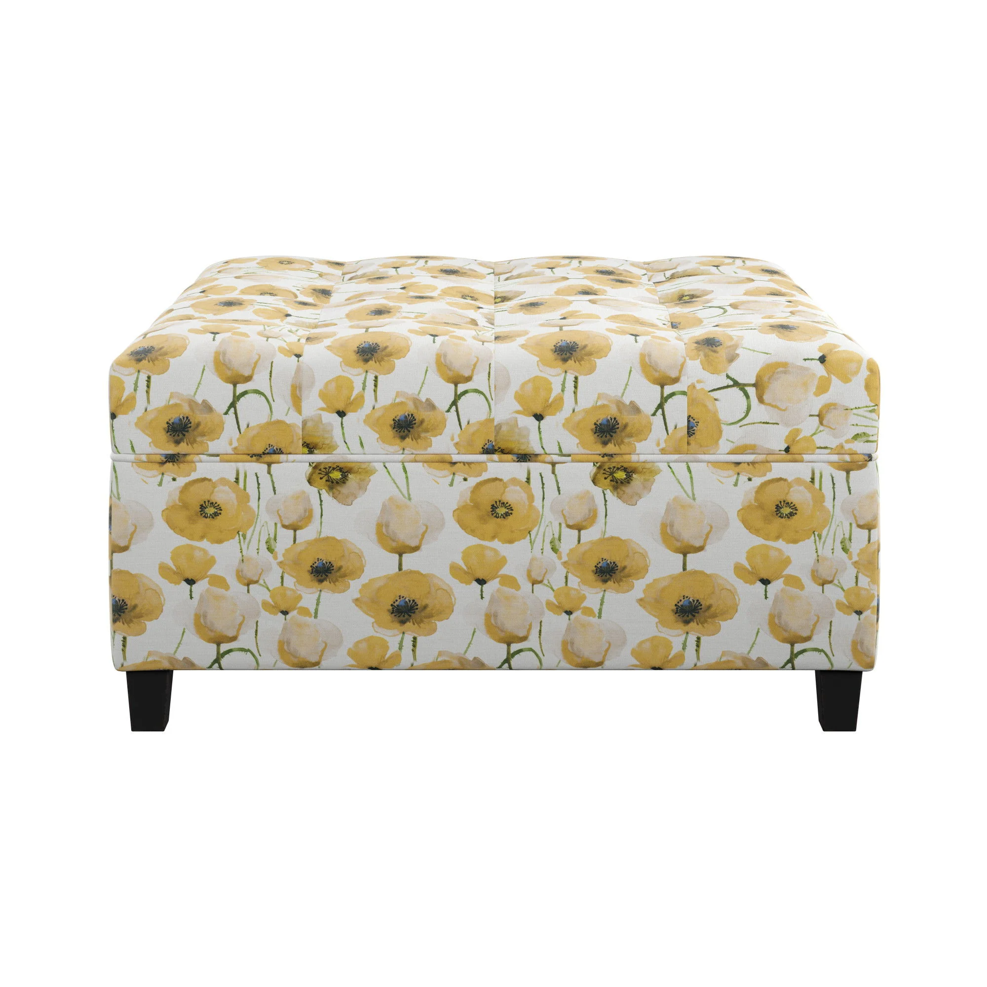 Floral Storage Ottoman With Traditional Design - Gold - Image 3