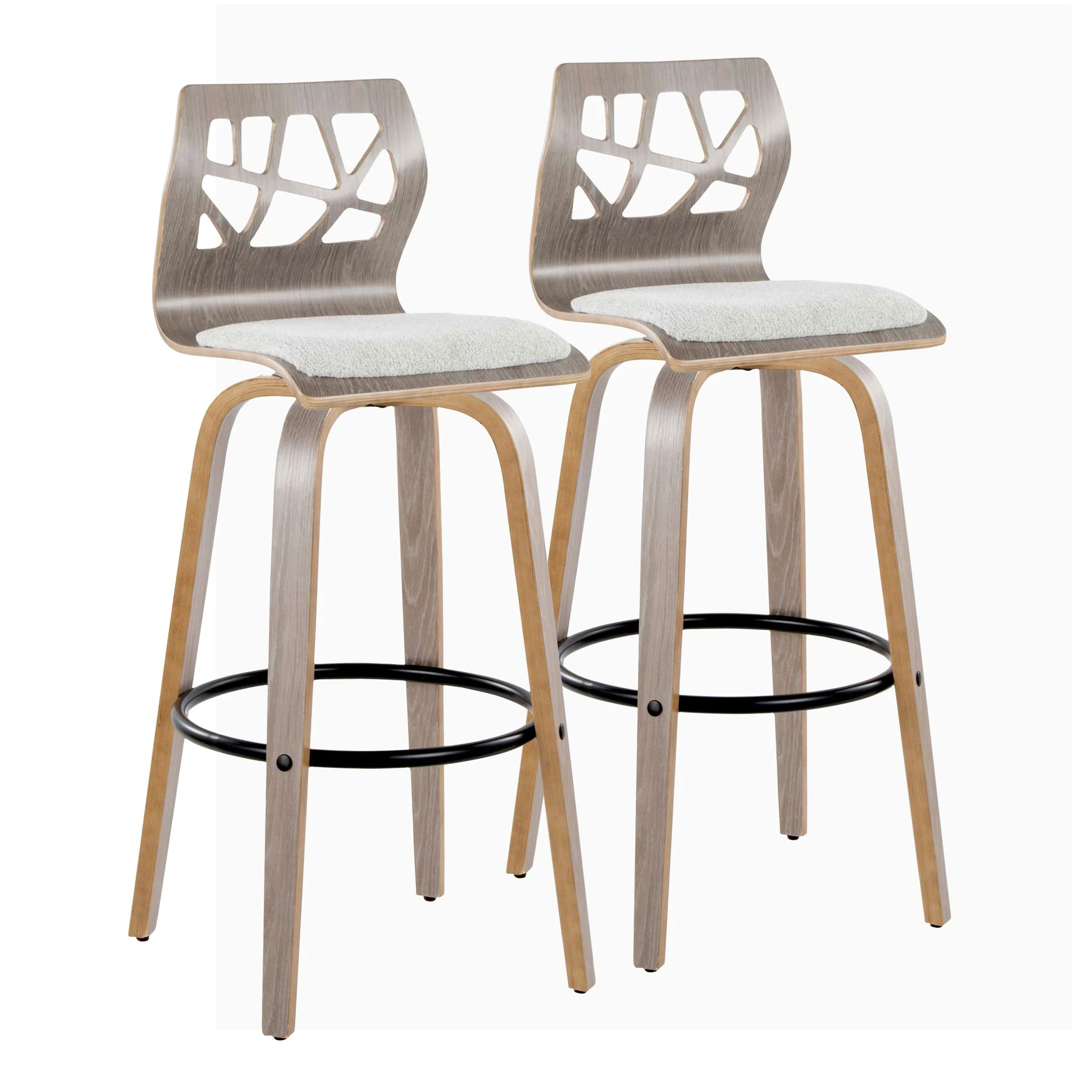 Folia - Contemporary Fixed Height Stool With Swivel With Round Footrest (Set of 2) - Image 2