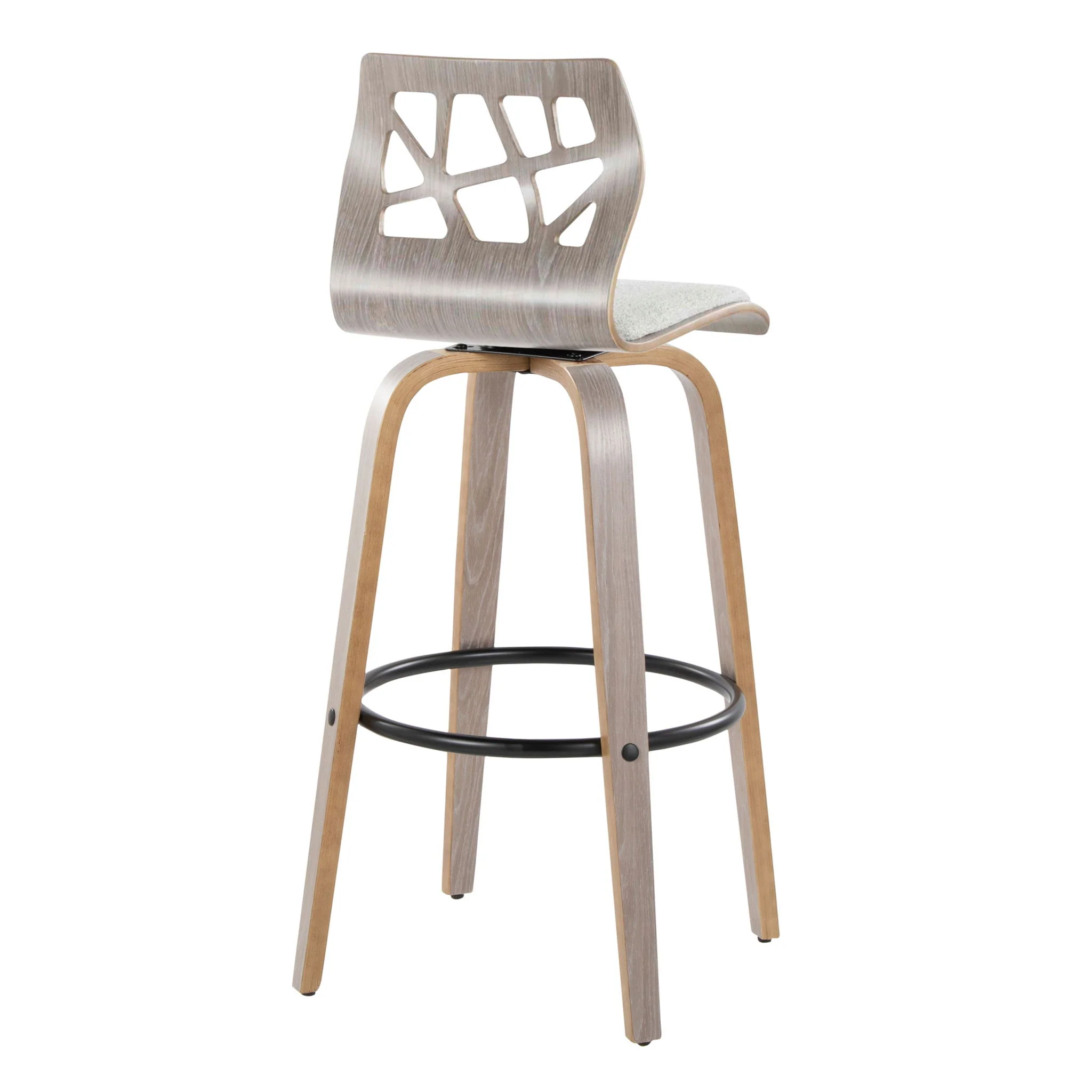 Folia - Contemporary Fixed Height Stool With Swivel With Round Footrest (Set of 2) - Image 5