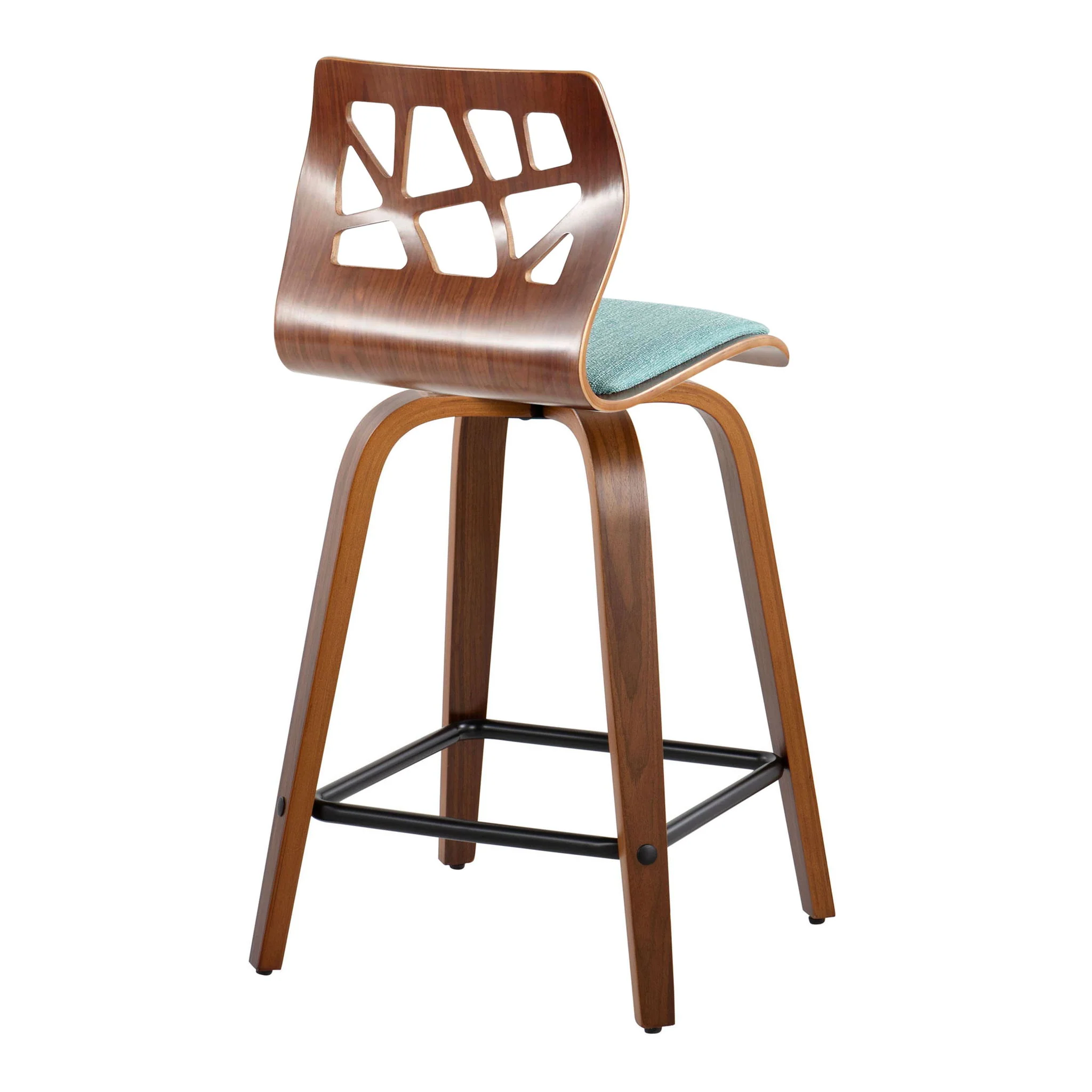 Folia - Mid Century Modern Fixed Height Counter Stool With Swivel With Square Footrest (Set of 2) - Image 2