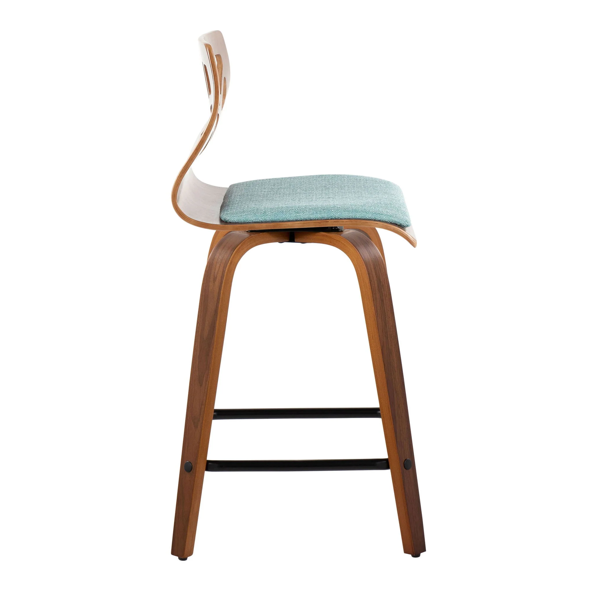 Folia - Mid Century Modern Fixed Height Counter Stool With Swivel With Square Footrest (Set of 2) - Image 4