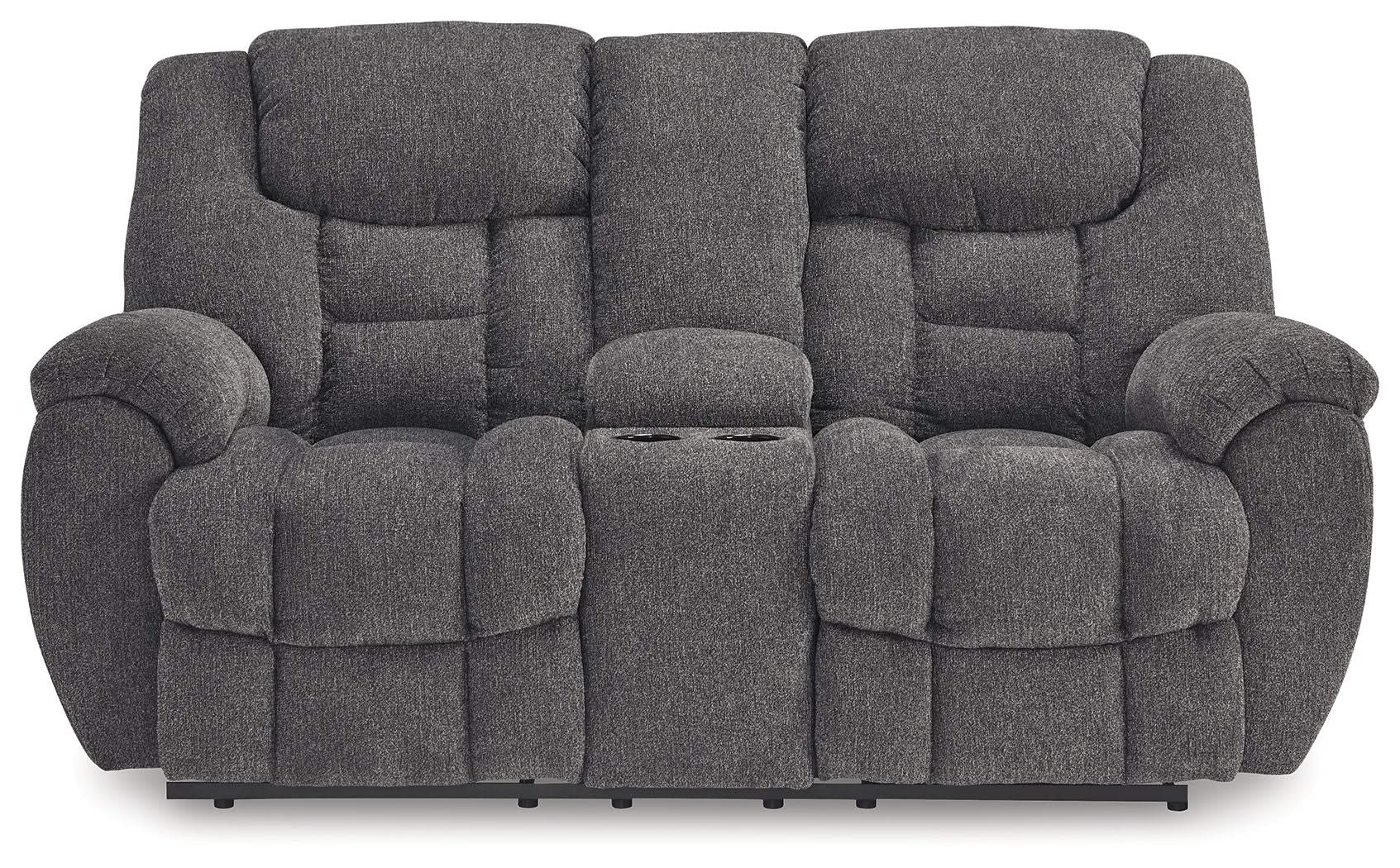Foreside - Dbl Reclining Loveseat with Console - Charcoal - Image 2