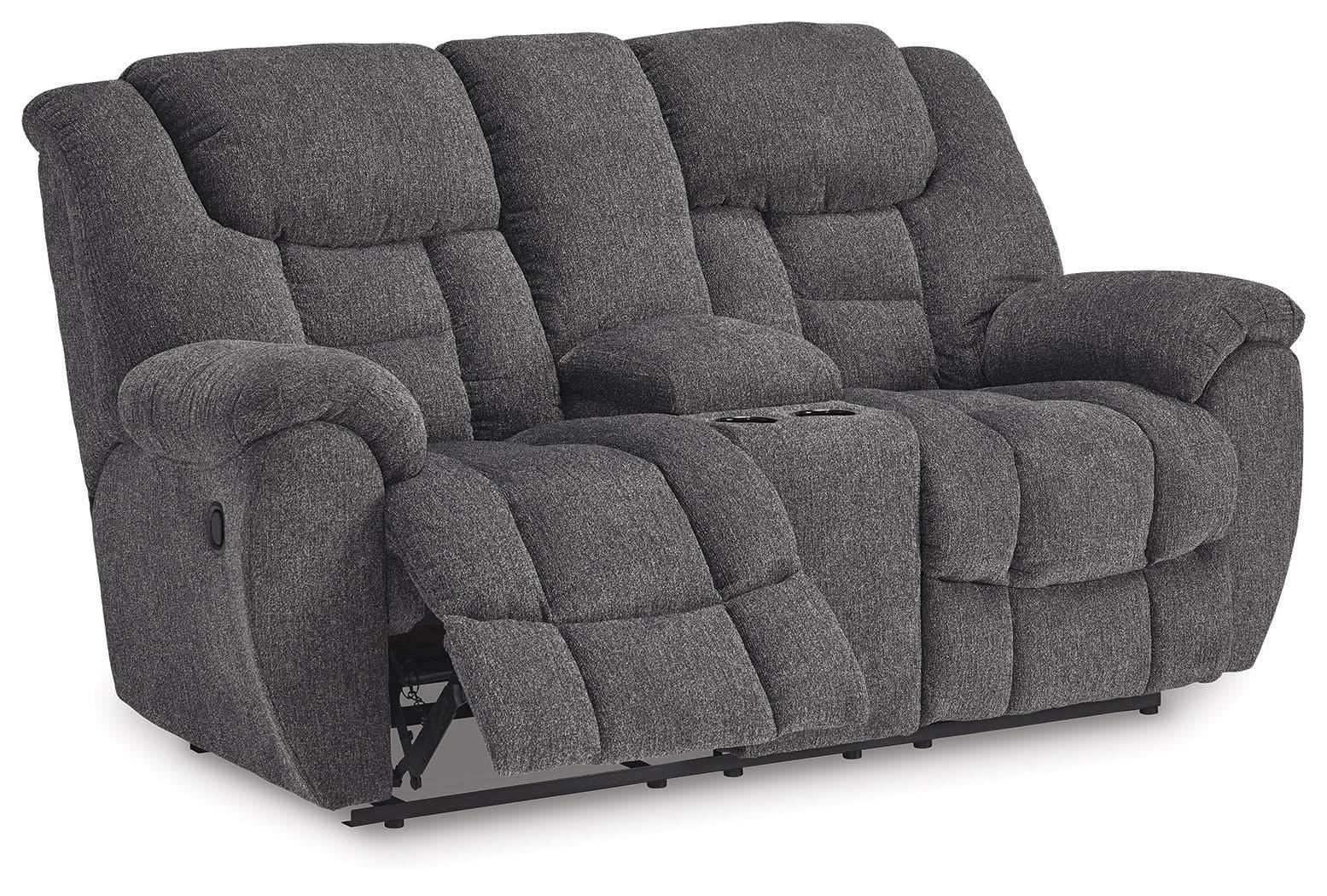Foreside - Dbl Reclining Loveseat with Console - Charcoal - Image 3