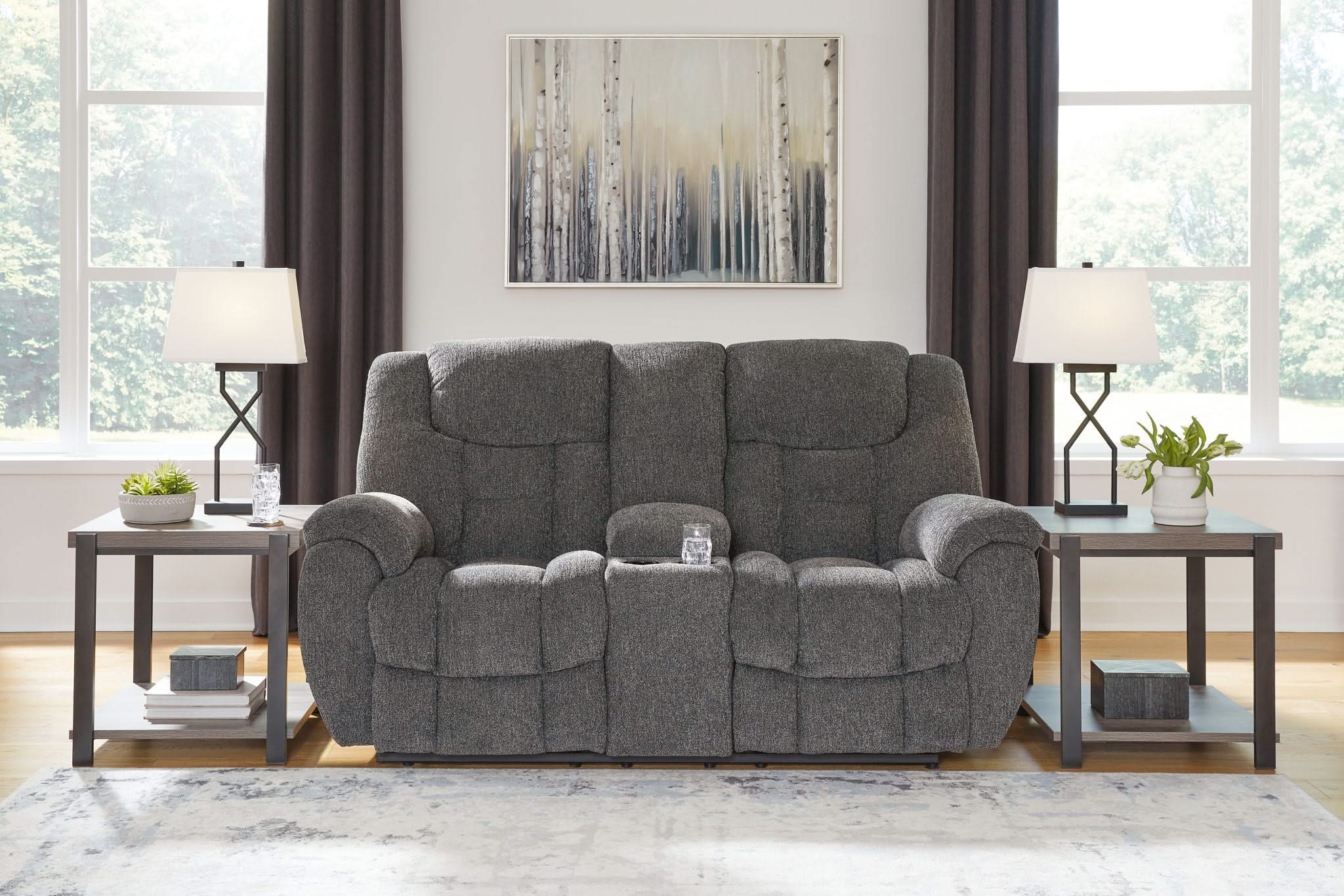 Foreside - Dbl Reclining Loveseat with Console - Charcoal - Image 4