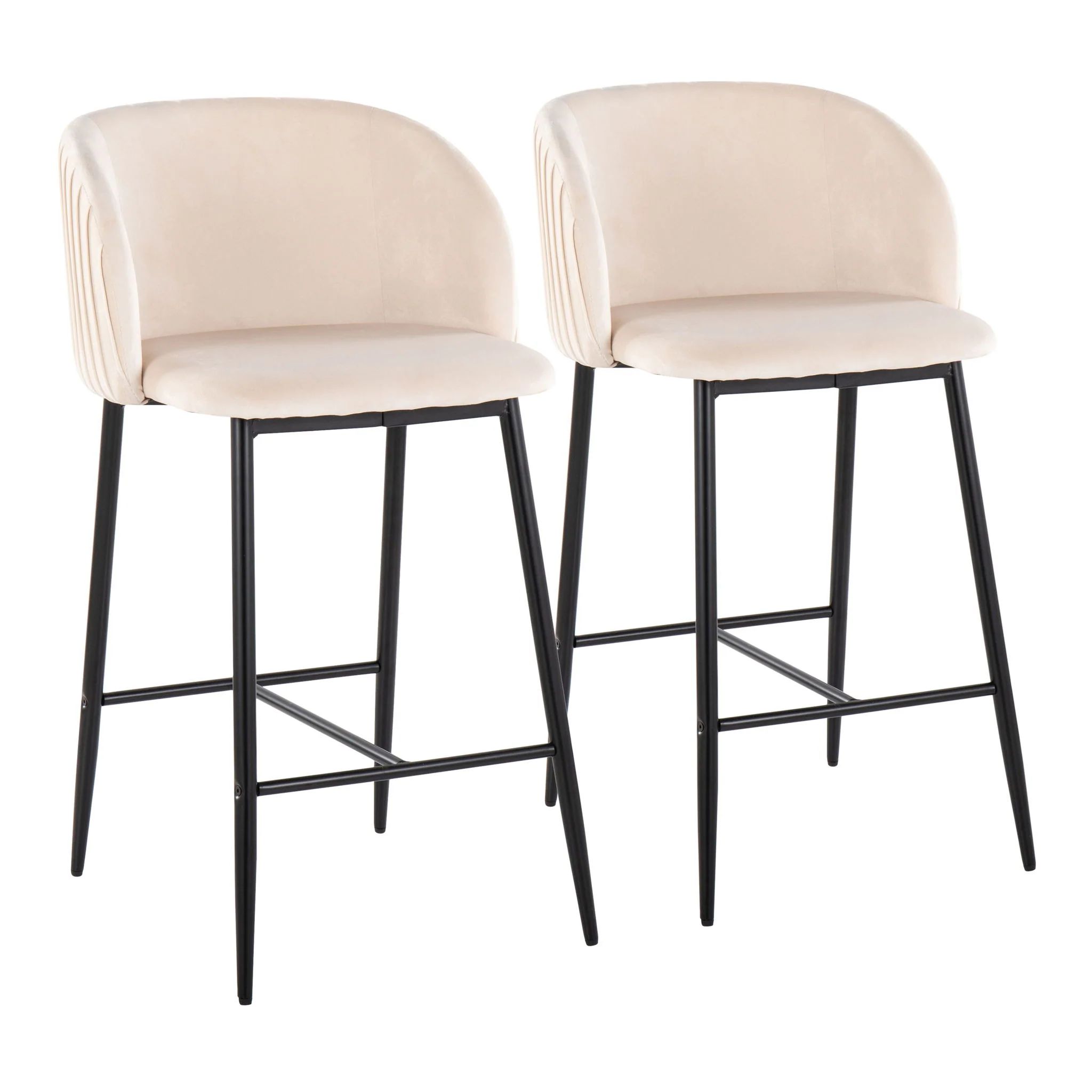 Fran - Pleated Waves Contemporary, Fixed Height Counter Stool (Set of 2) - Image 2
