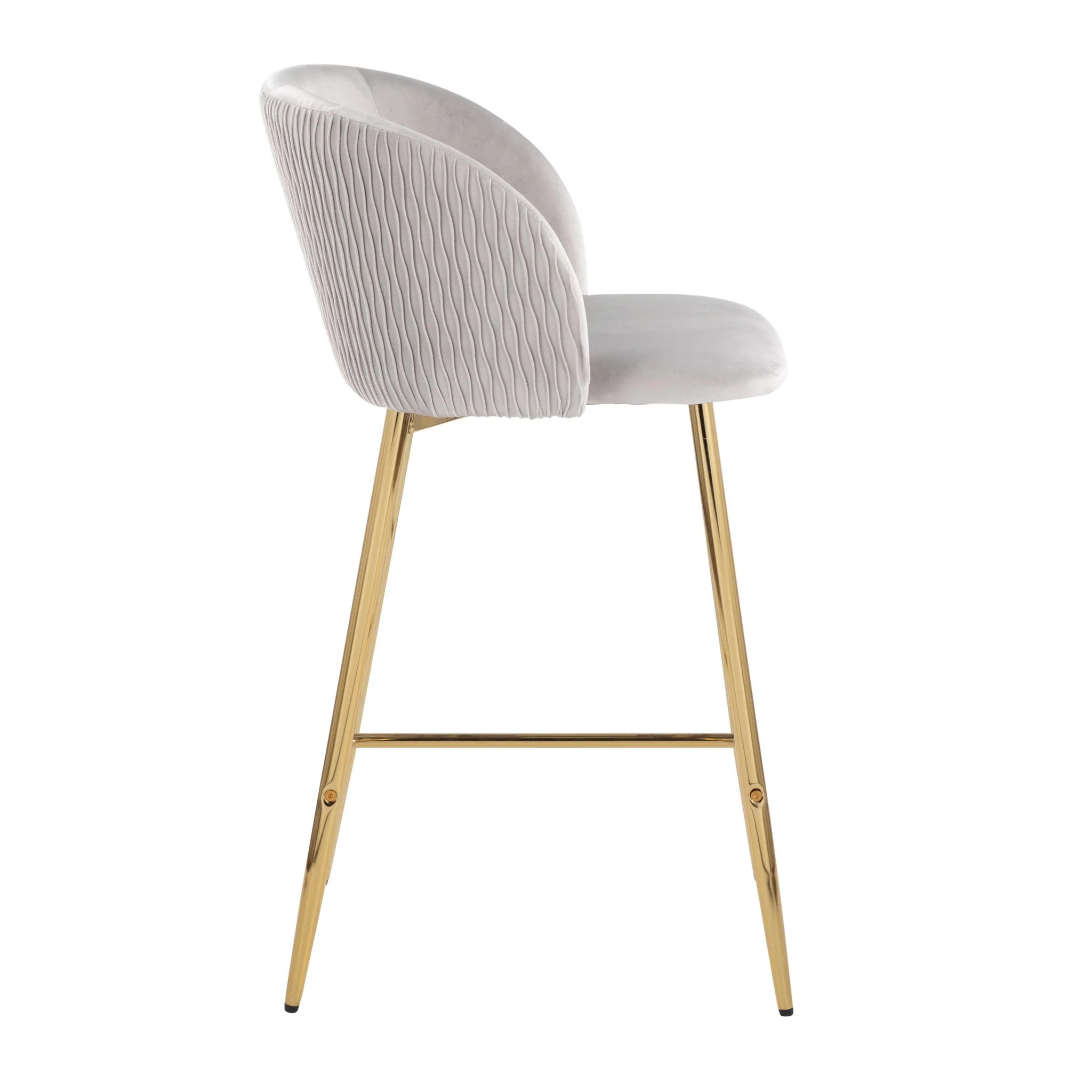 Fran - Pleated Waves Contemporary / Glam Fixed Height Counter Stool (Set of 2) - Image 3