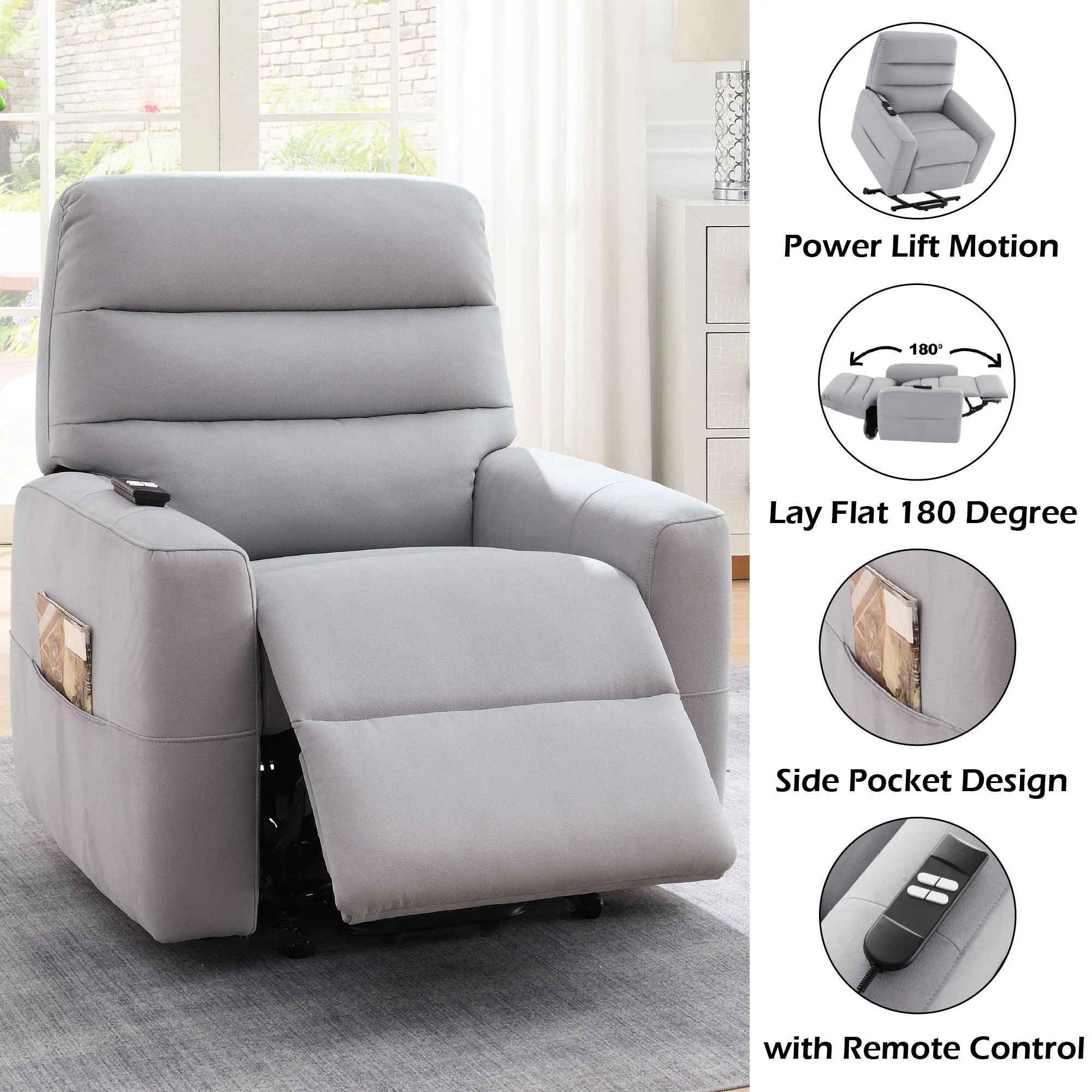 Freddie - Power Motion Recliner With Lift - Gray - Image 2