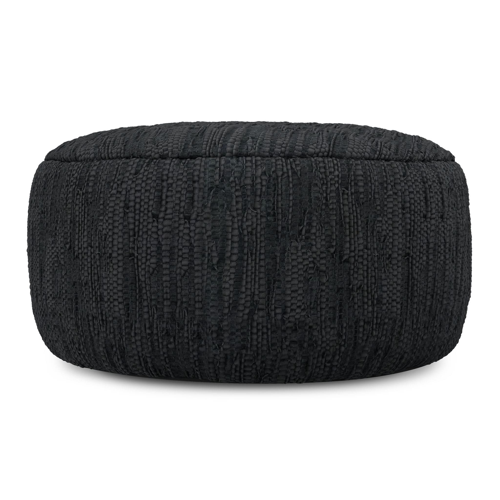 Fredrik - Round Pouf - Black - Image 2