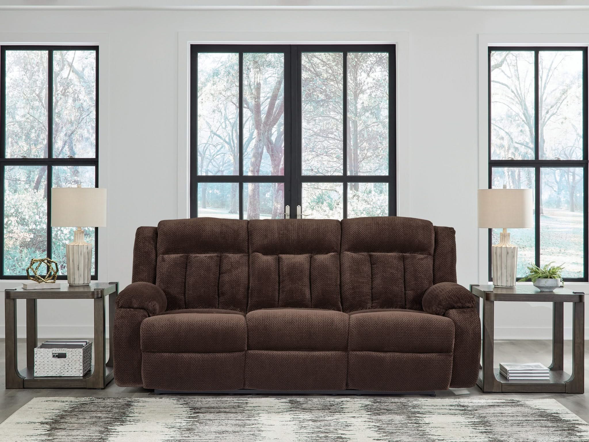 Free Wake - Reclining Power Sofa With Drop Down Table - Chocolate - Image 3