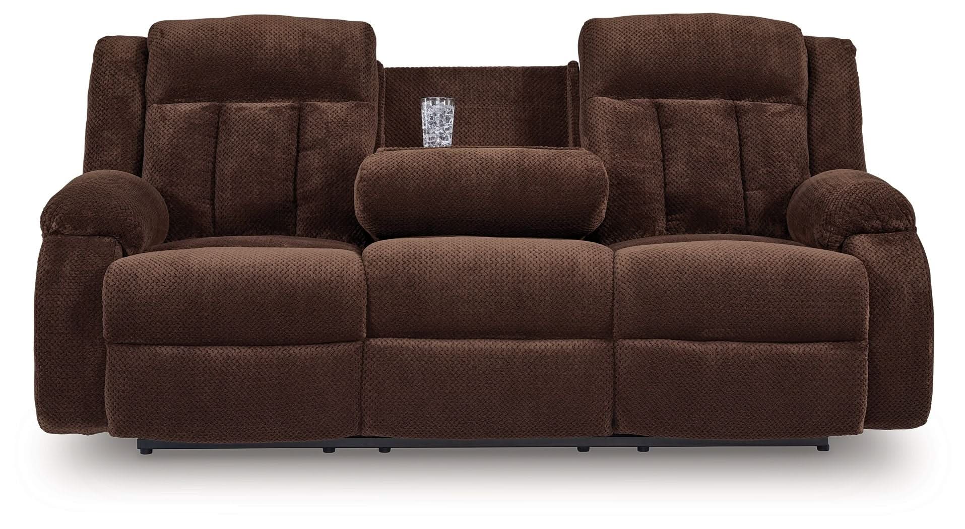 Free Wake - Reclining Power Sofa With Drop Down Table - Chocolate - Image 4