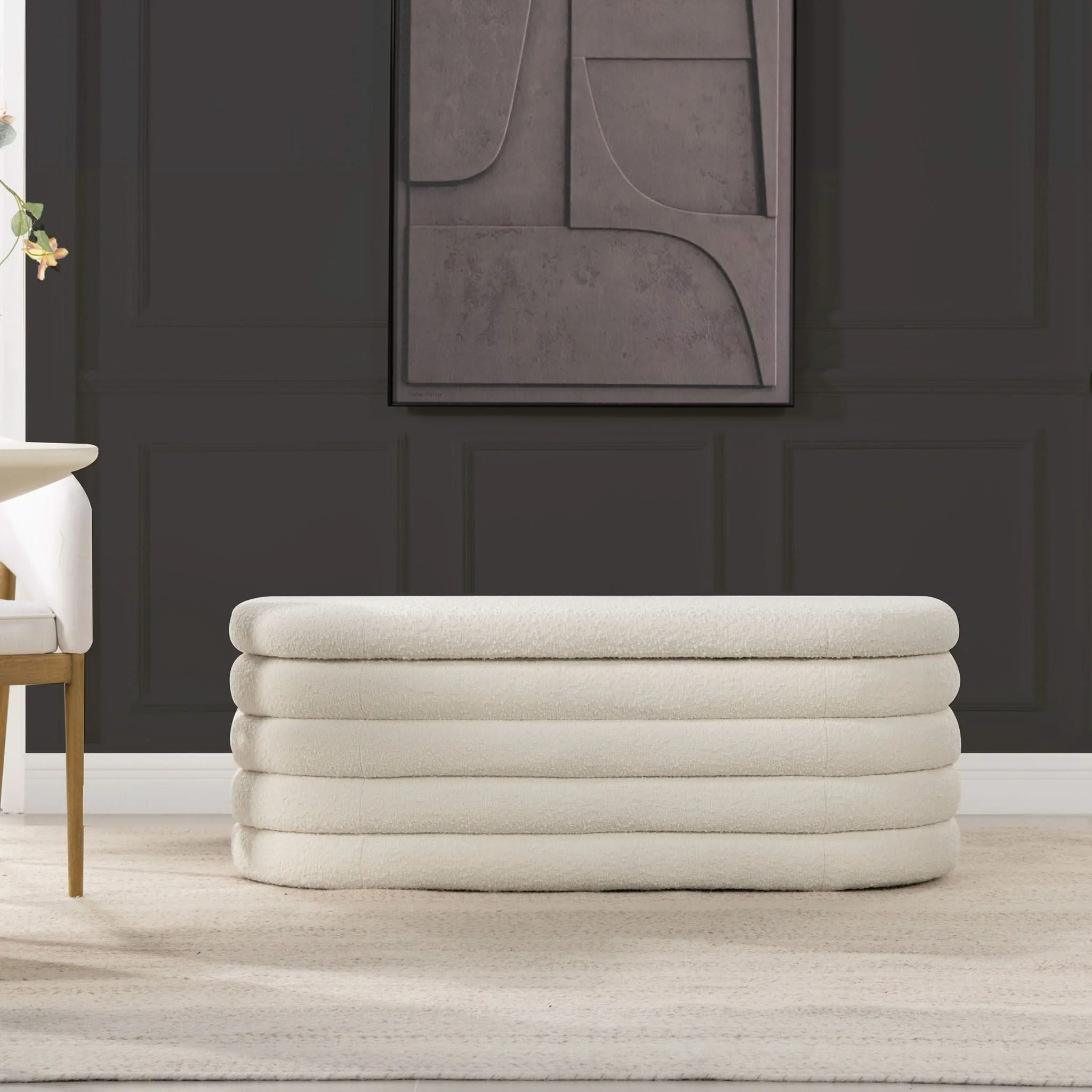 Fuji - Upholstered Oval Storage Bench - Image 3