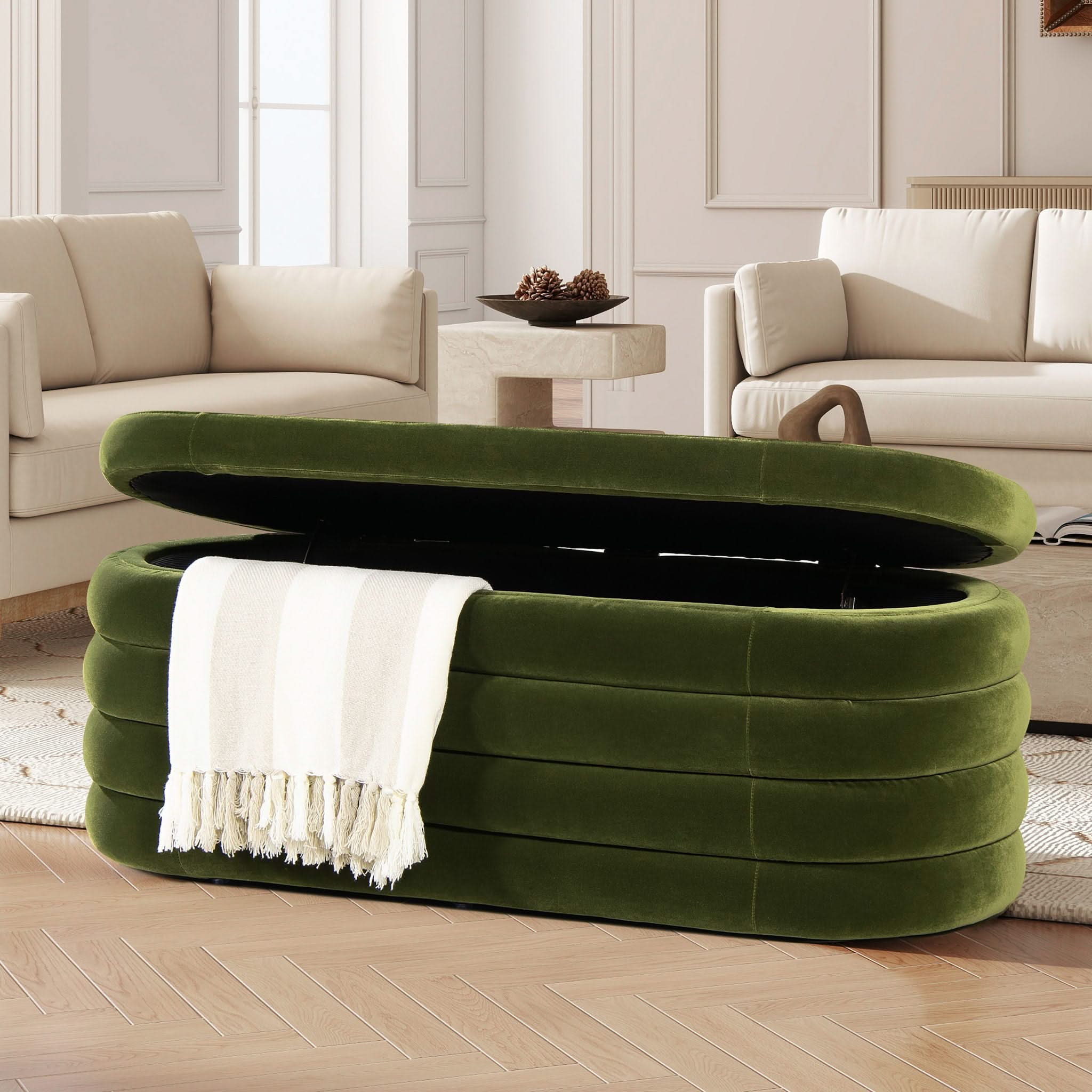 Fuji - Upholstered Oval Storage Bench - Image 4
