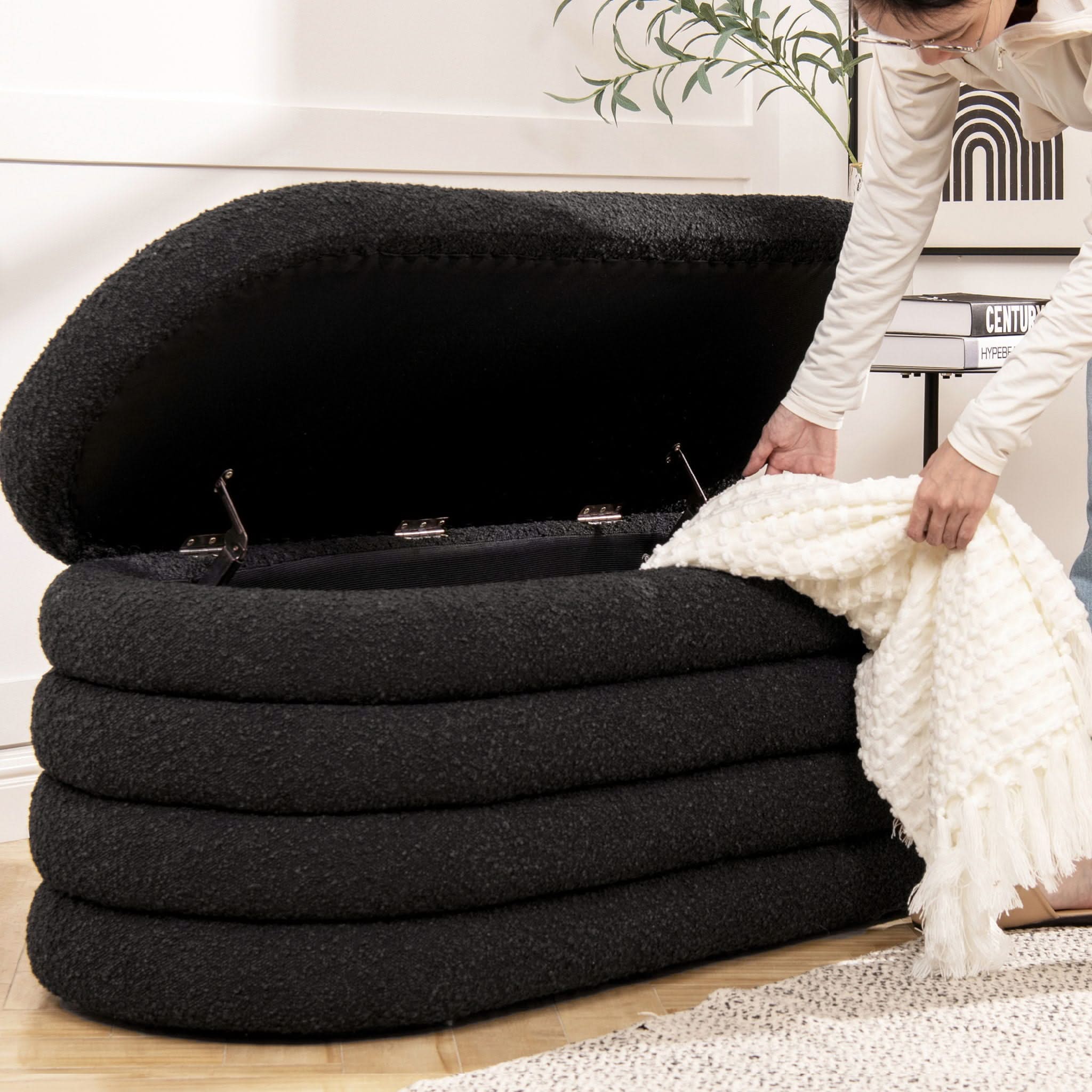 Fuji - Upholstered Oval Storage Bench - Image 5