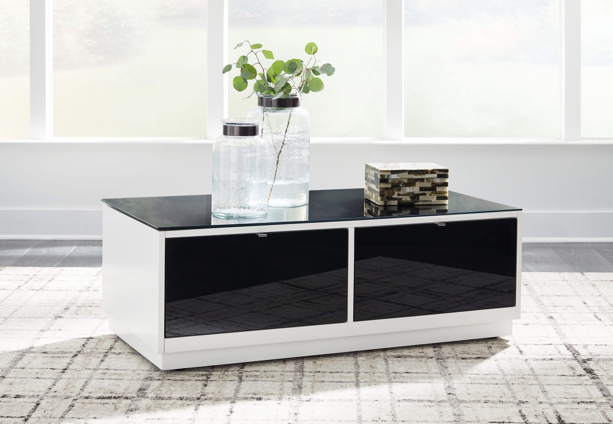 Gardoni - Rectangular Cocktail Table - White / Black - Image 2