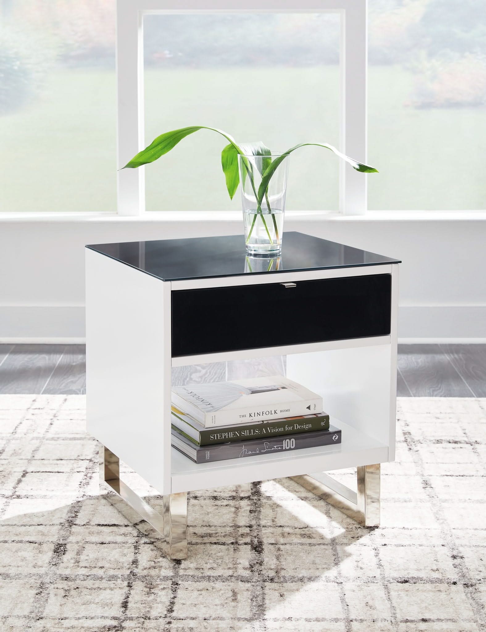 Gardoni - Rectangular End Table - White / Black - Image 4