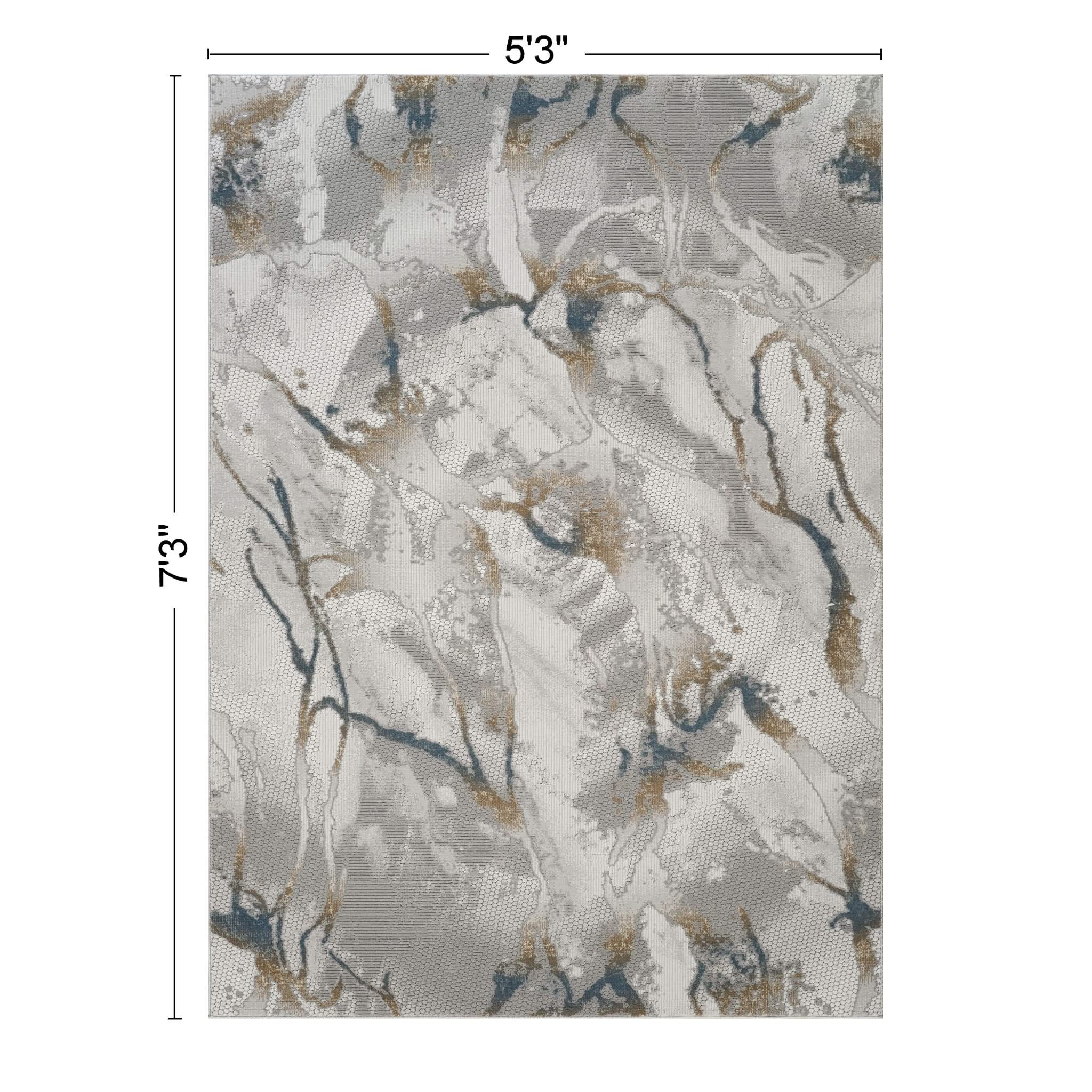 Geometrix - 5'3" X 7'3" Area Rug & Geometric 3D Effect - Ivory / Gray - Image 4
