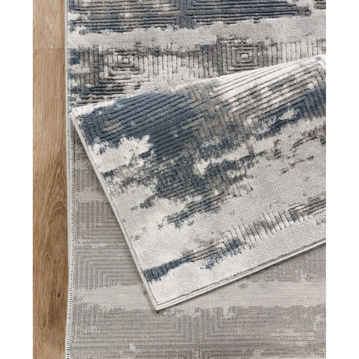 Geometrix - 5'3" X 7'3" Area Rug With Geometric 3D Effect - Gray / Ivory - Image 2