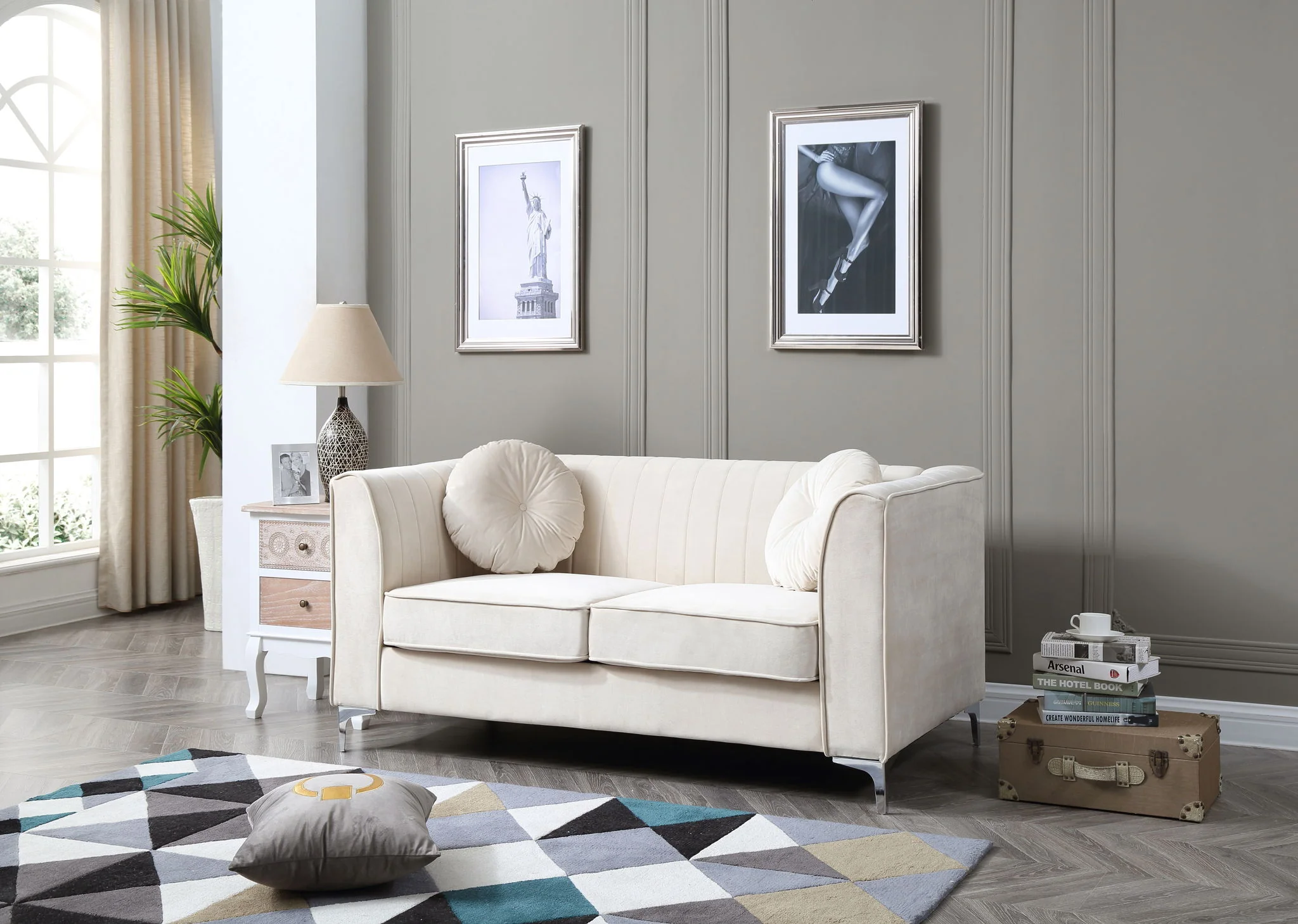 Glam Styled Micro Suede Loveseat - Image 3