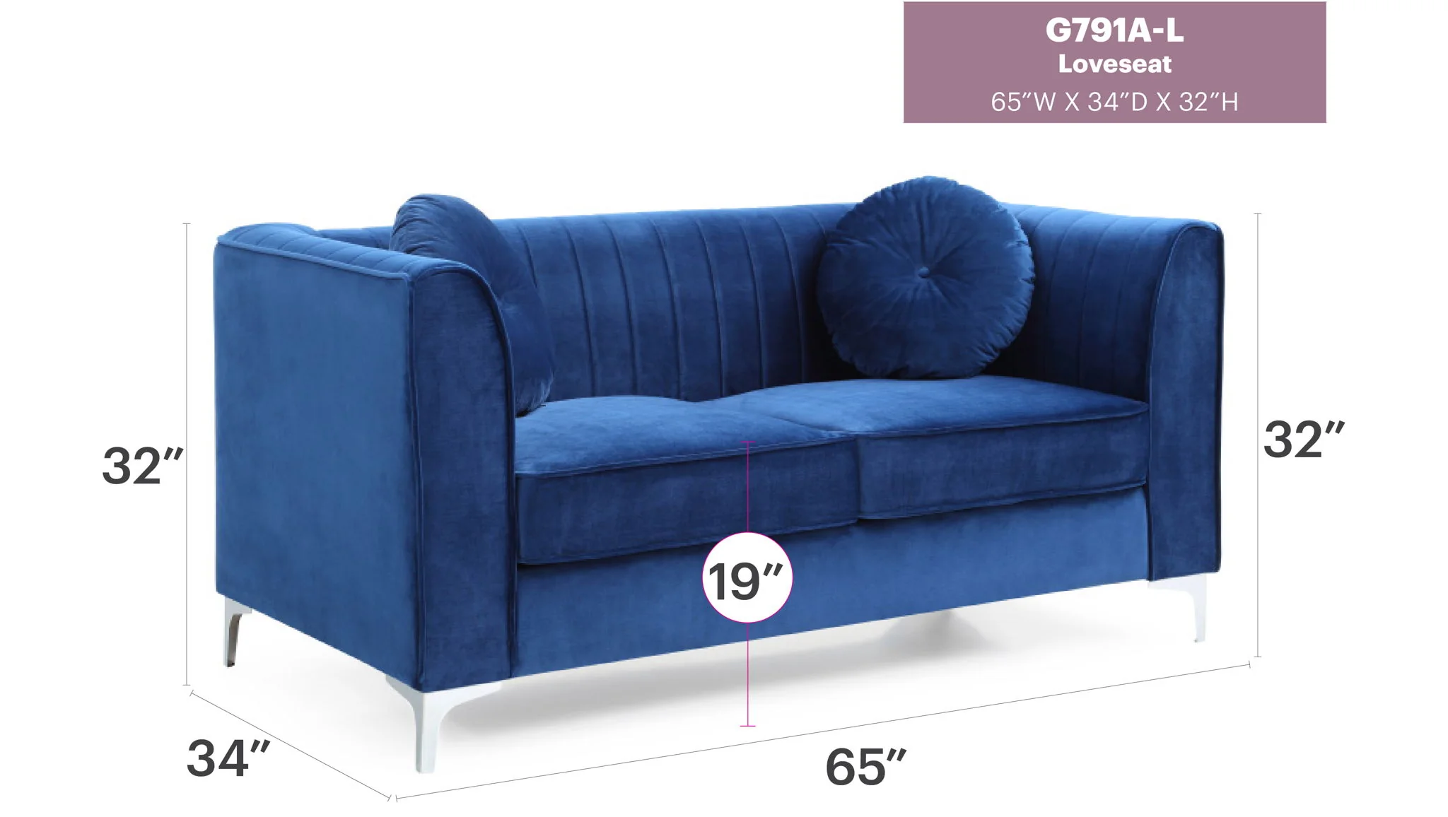 Glam Styled Micro Suede Loveseat - Image 9
